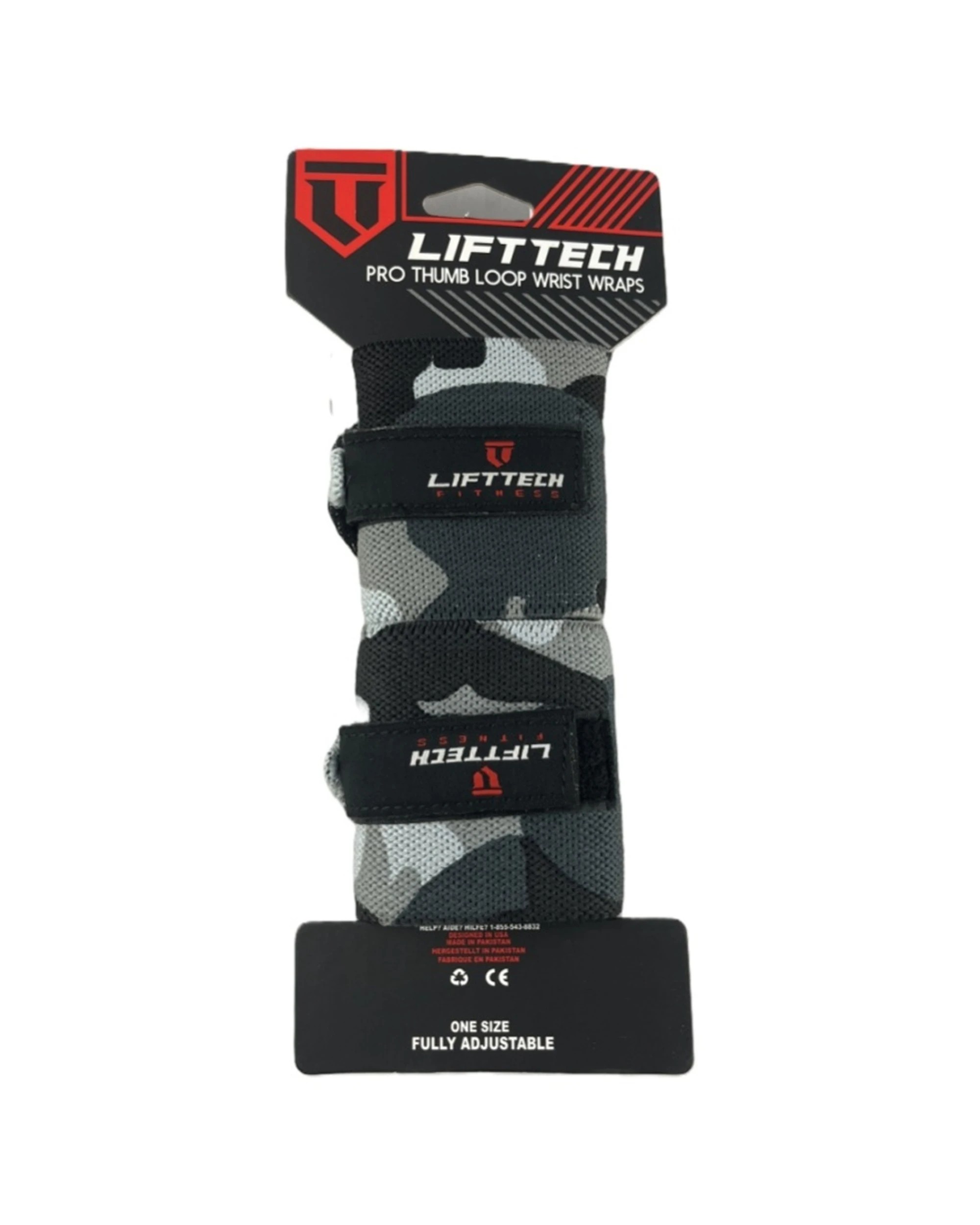 1 Lift-Tech Fitness 2pc Pro Thumb Loop Wrist Support Adjustable Wrap 20 Inch Camo - Multi, 1 of 3