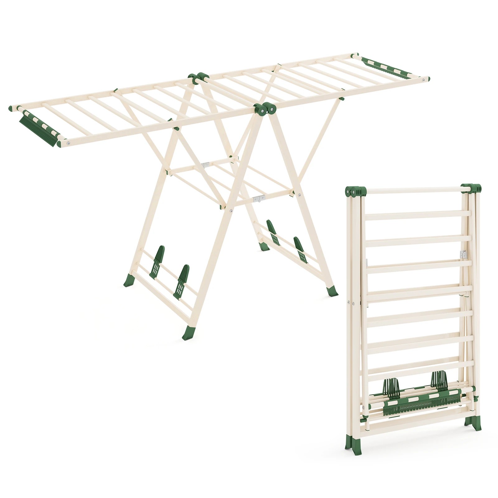 1 Costway Clothes Drying Rack Foldable Clothes Airer w/20 Drying Rails Gullwing Clothing Stand, 1 of 3