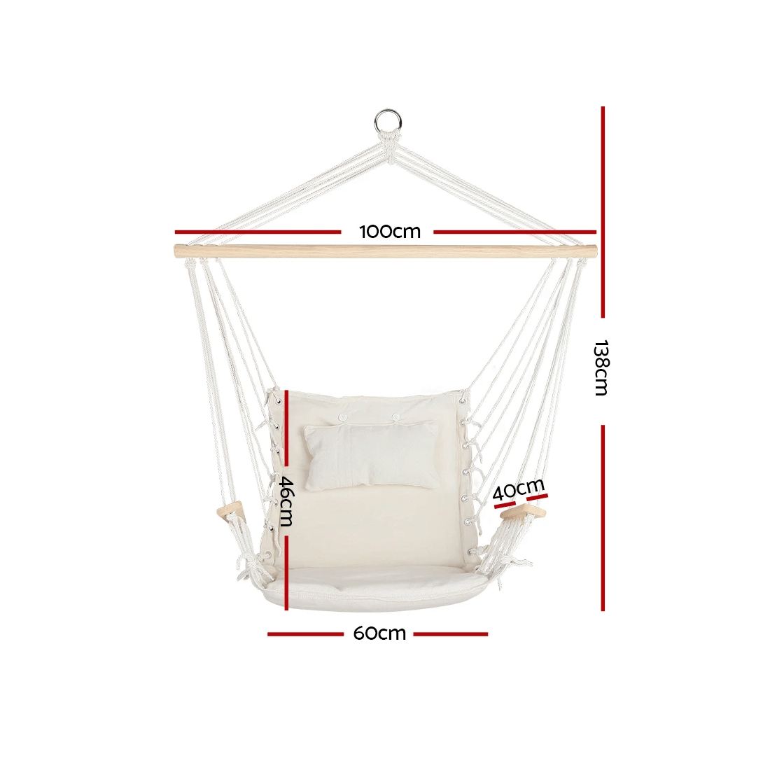 2 Gardeon Hammock Chair Hanging with Armrest Camping Hammocks - Beige, 2 of 7