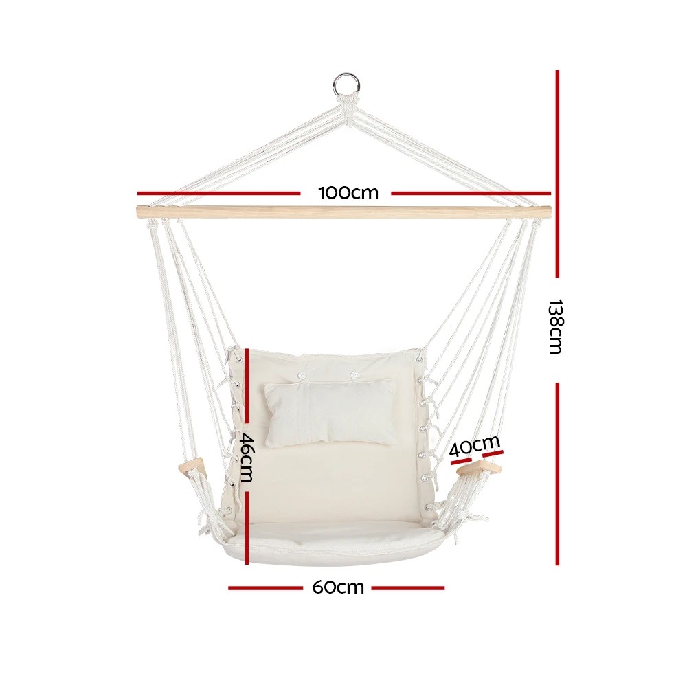 2 Gardeon Hammock Chair Hanging with Armrest Camping Hammocks - Natural, 2 of 7