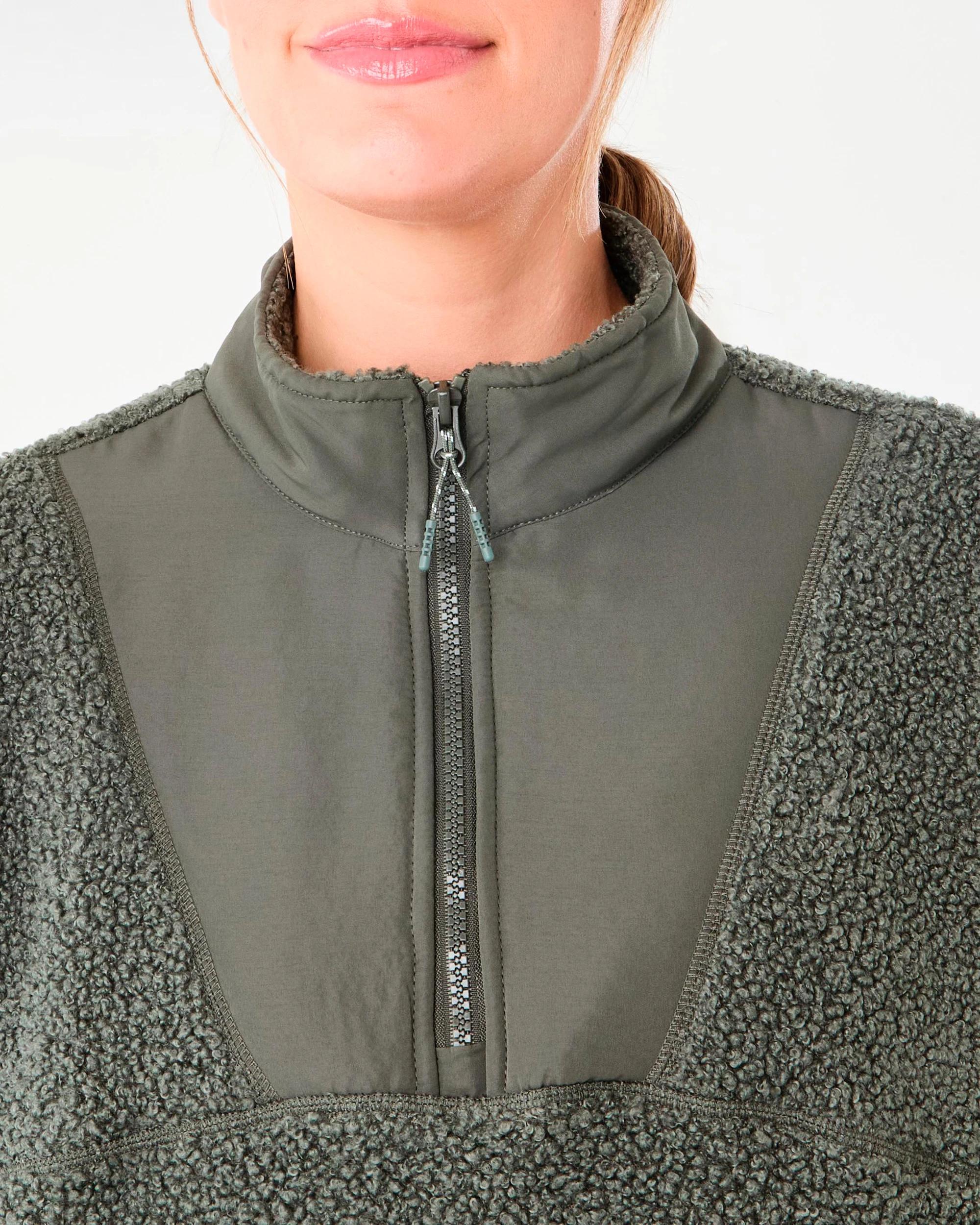 5 Active Womens 1/4 Zip Sherpa Jumper Cargo Grn, 5 of 6