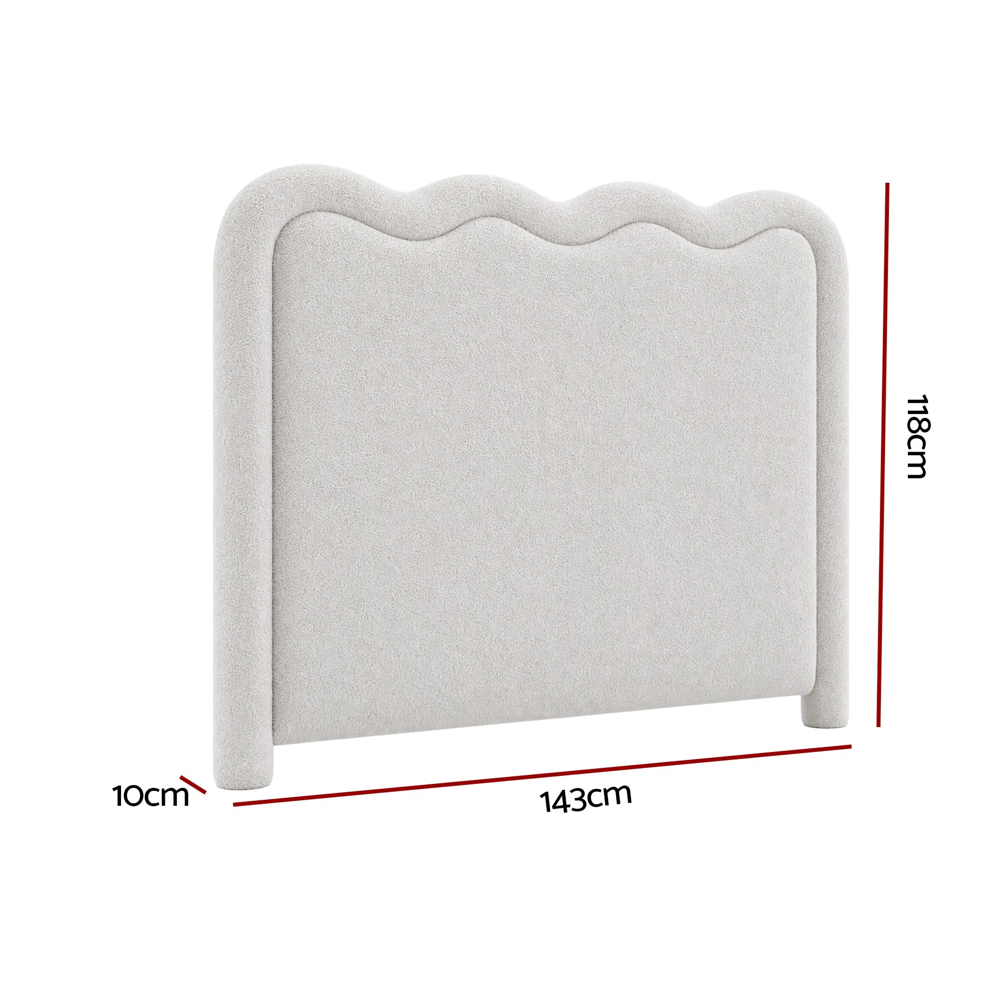 Artiss Boucle Bed Head Upholstered Wavy Headboard - Double Bed - Beige ...