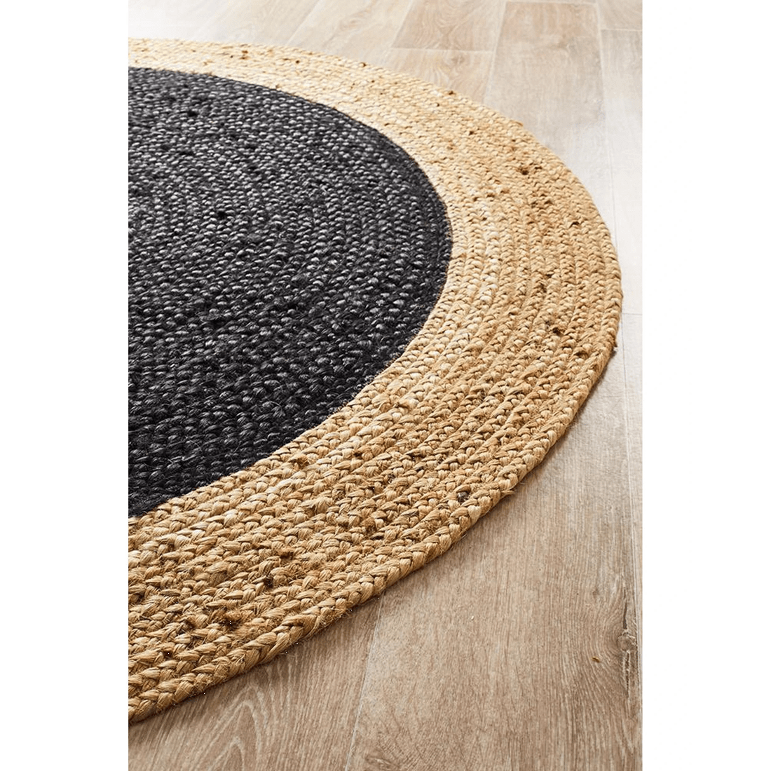 4 Rug Culture Atrium Polo Round, Handwoven Jute Rug — Black, Reversible - Black, 4 of 6