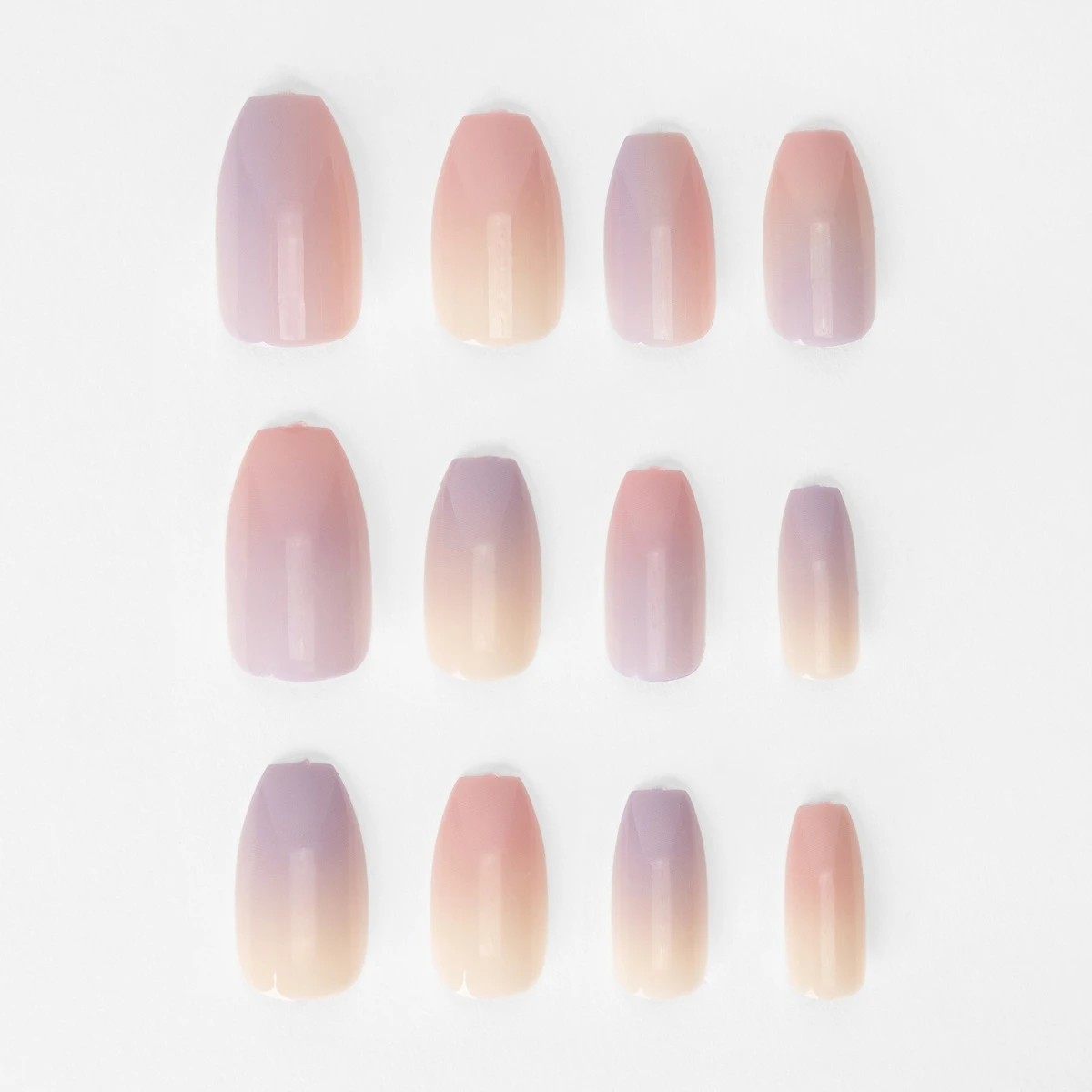5 OXX Cosmetics 24 Pack False Nails with Adhesive - Coffin Shape, Purple Ombre, 5 of 5