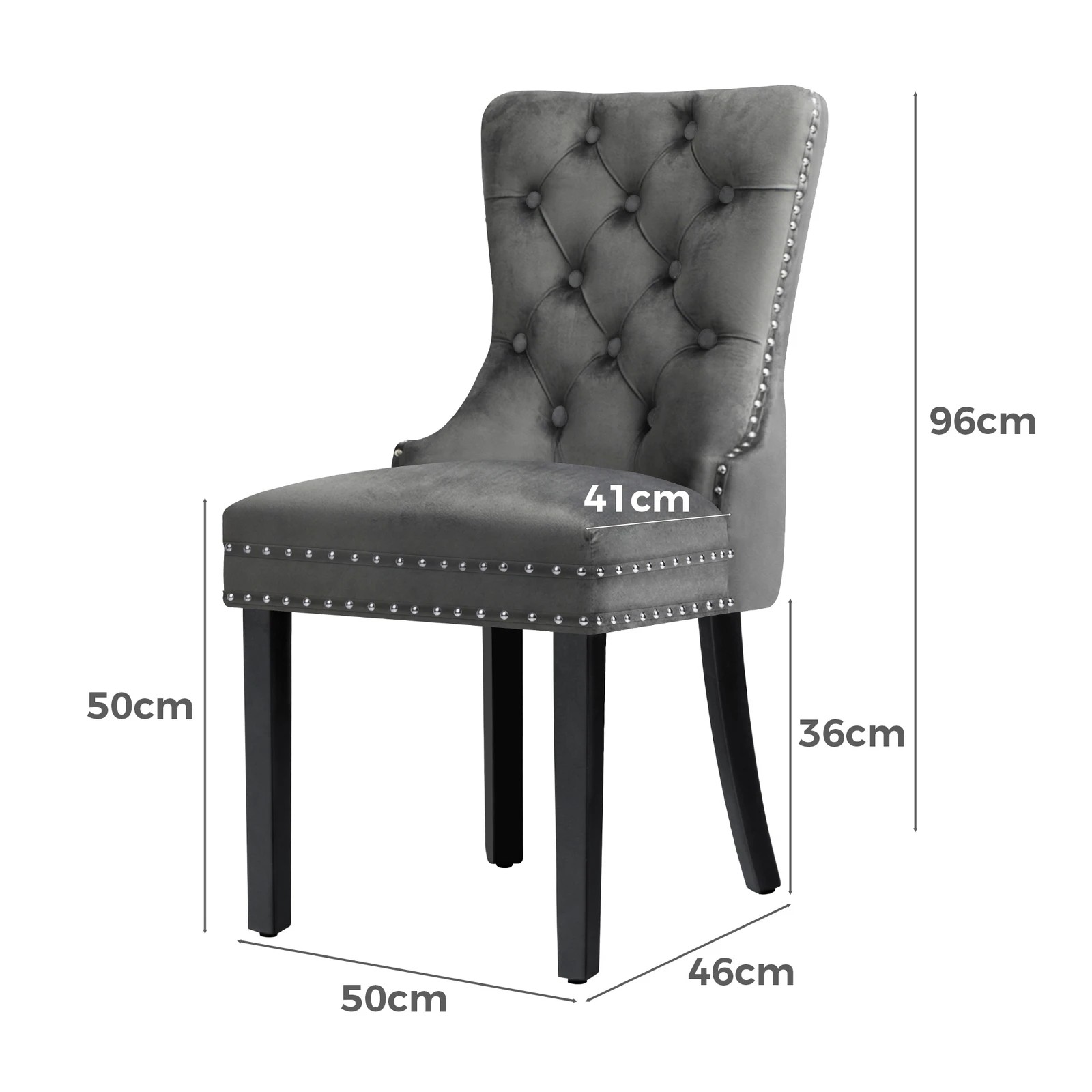 7 Alfordson 4x Dining Chair Kitchen Lounge Retro Button Tufted Wooden Velvet - Grey, 7 of 10