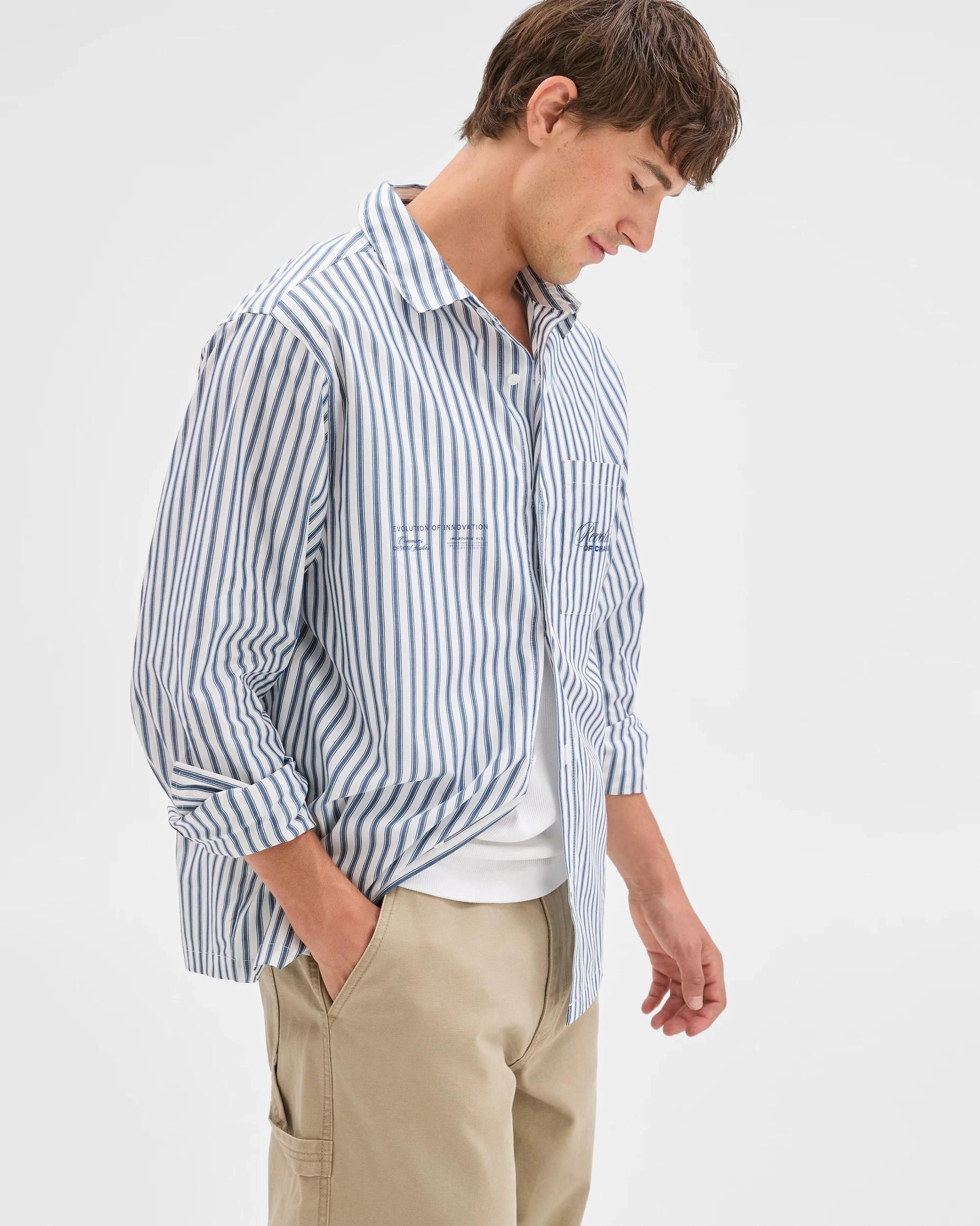 4 Commons Australian Cotton Business Shirt WHITE STRIPE, 4 of 6