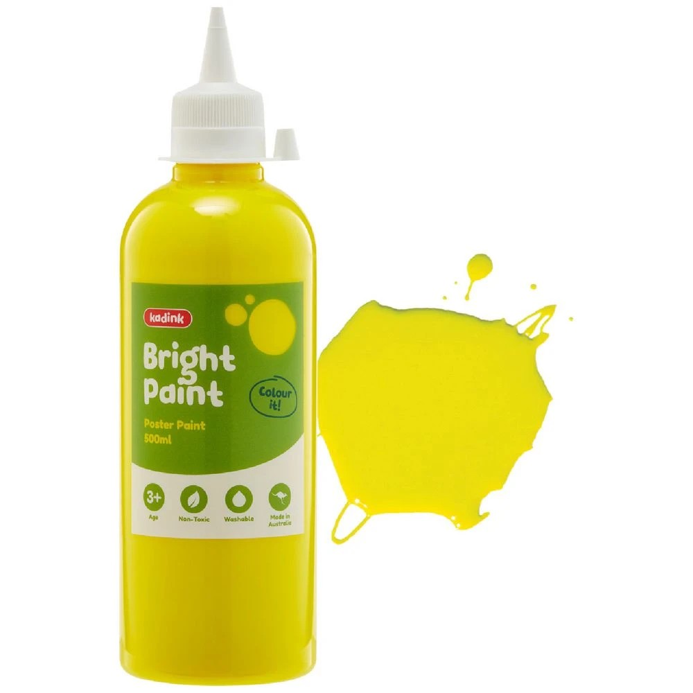 1 Kadink Washable Bright Poster Paint 500mL Yellow, 1 of 2