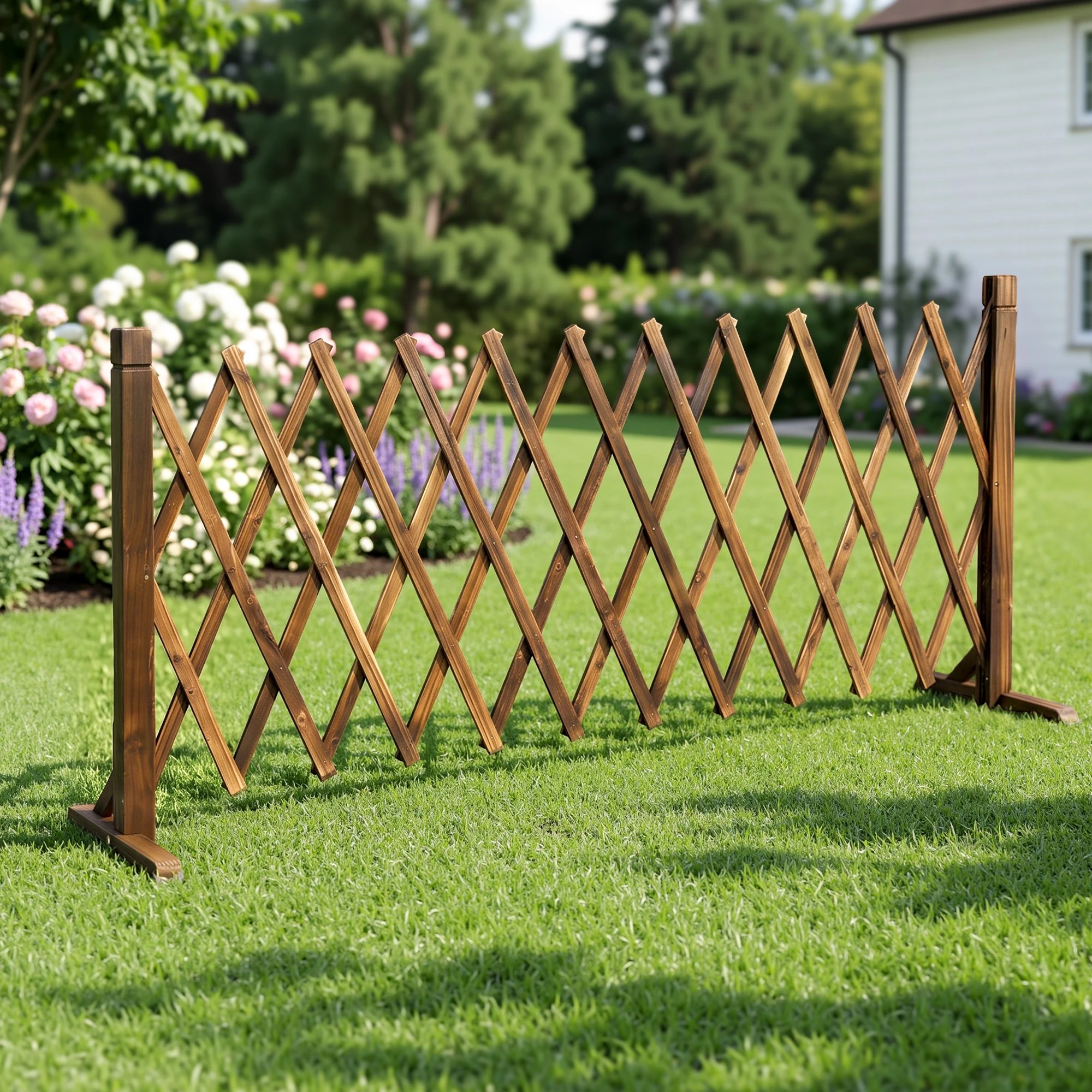 3 Gardeon Garden Fences Expandable Wooden Trellis Fence Plant Frame 200cm - Charcoal, 3 of 8