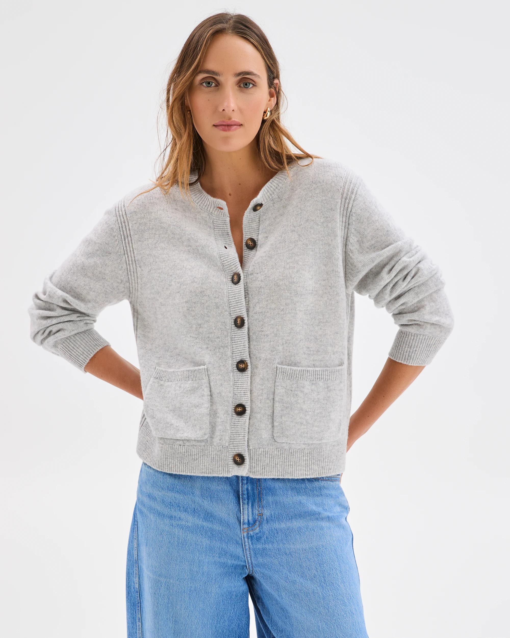 2 Target Woman Lambswool Balloon Sleeve Cardigan LIGHT GREY MARLE, 2 of 8