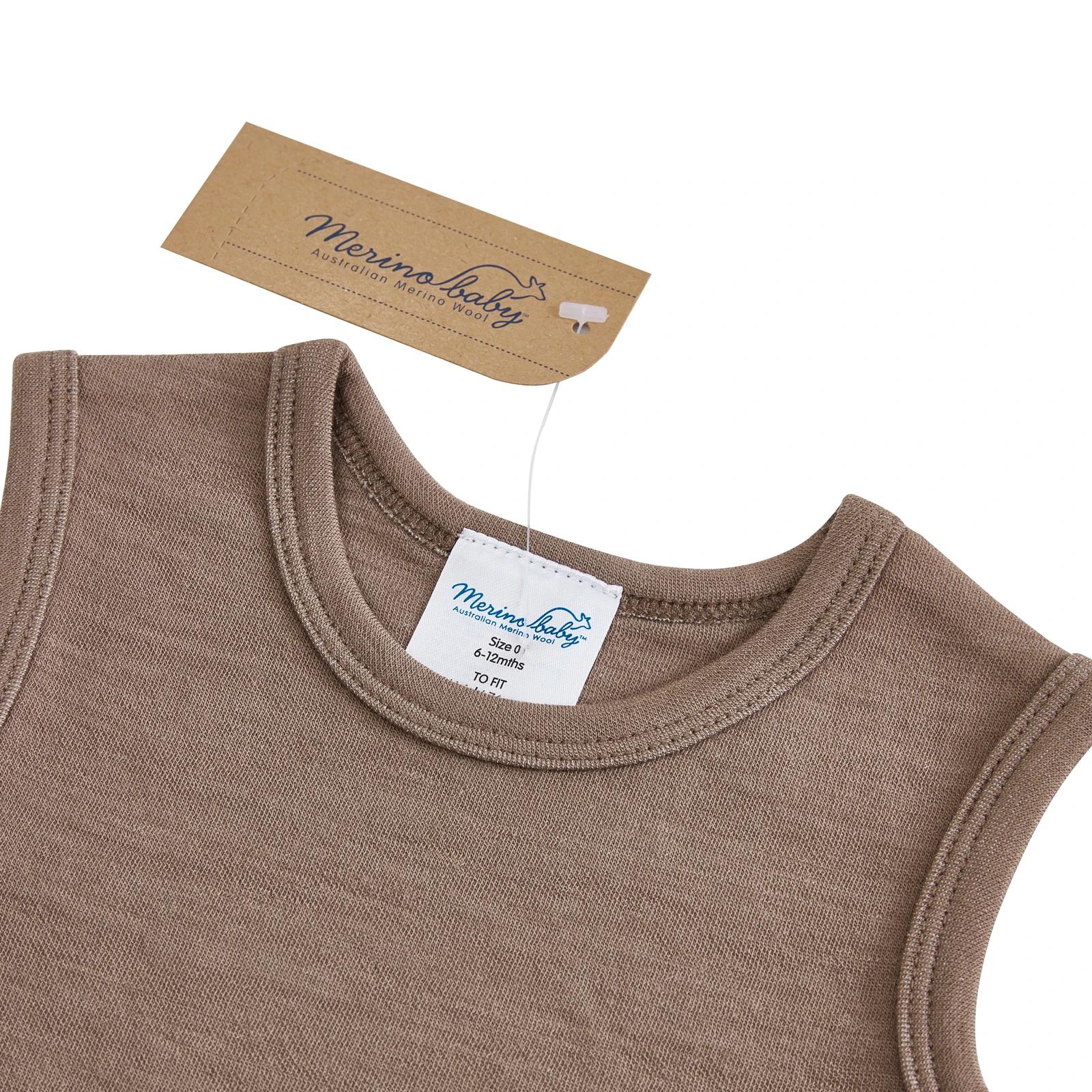 3 Merino Baby Australian Merino Wool Merino Vest- Brown Marle BROWN MARLE, 3 of 6