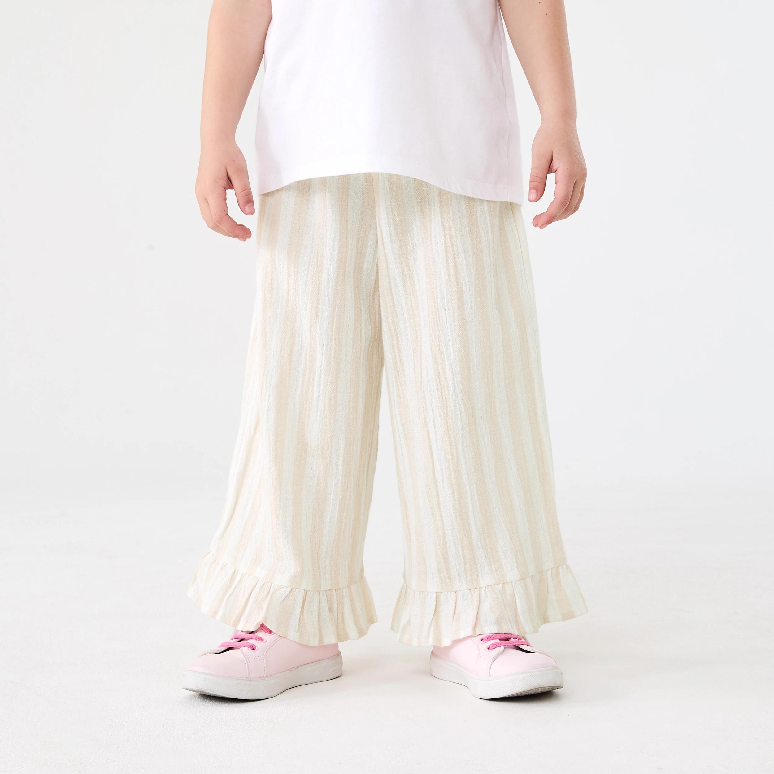 1 Frill Hem Pants Bge Stripe, 1 of 6