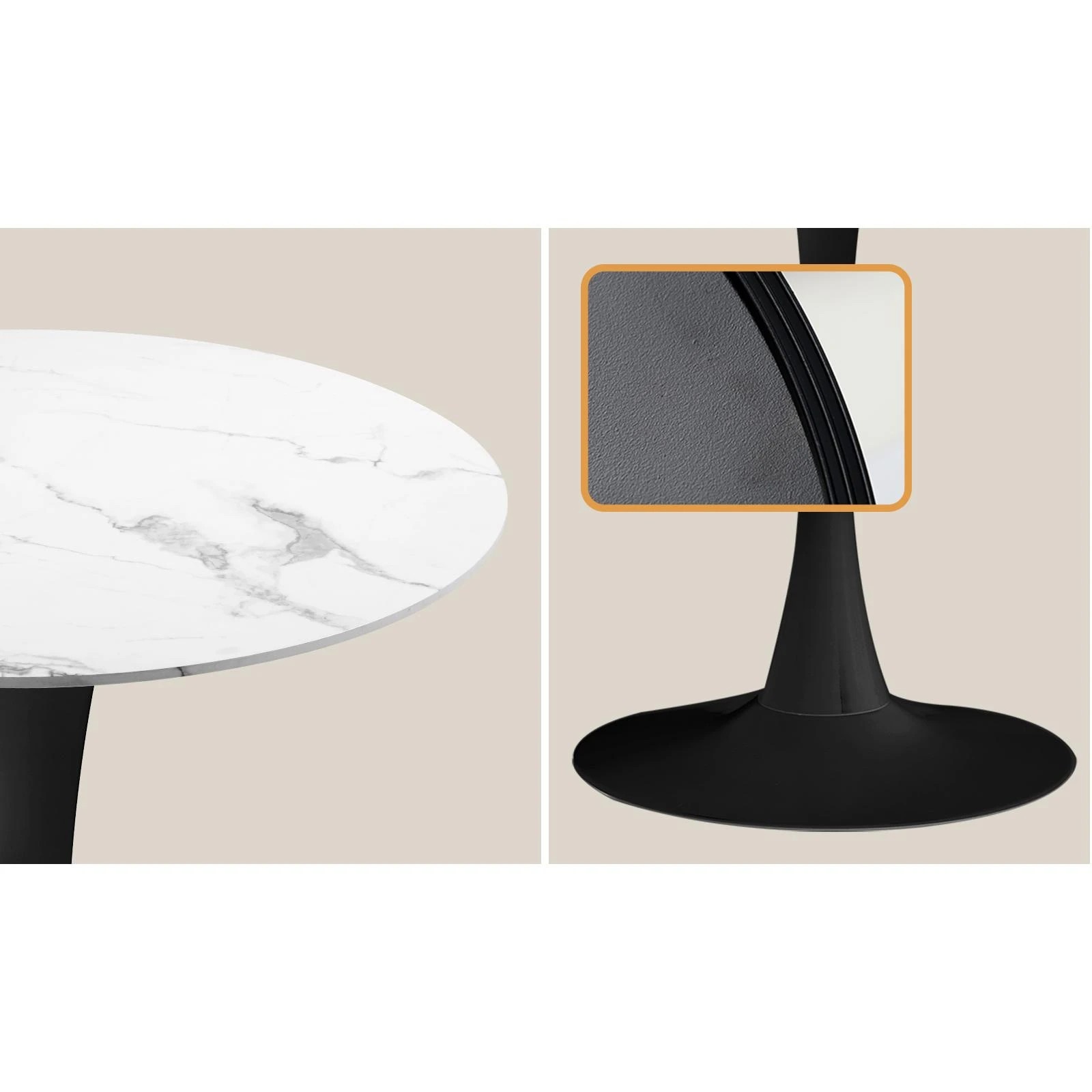 4 Oikiture 60cm Dining Table Kitchen Marble Tulip Round Metal Leg
 - Multi, 4 of 9