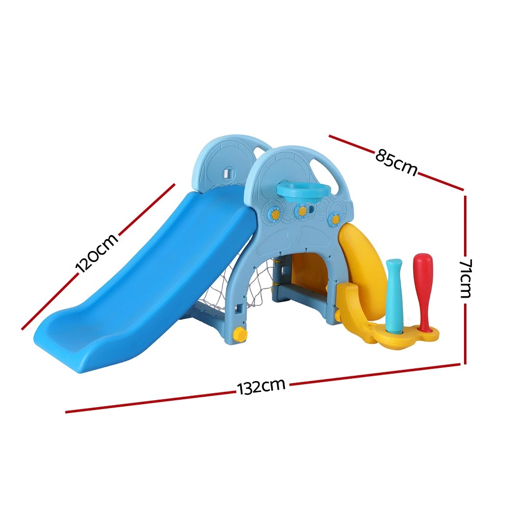 2 Keezi Kids Slide Set Baseball Bat Basketball Hoop Outdoor Playground 120cm - Blue, 2 of 6