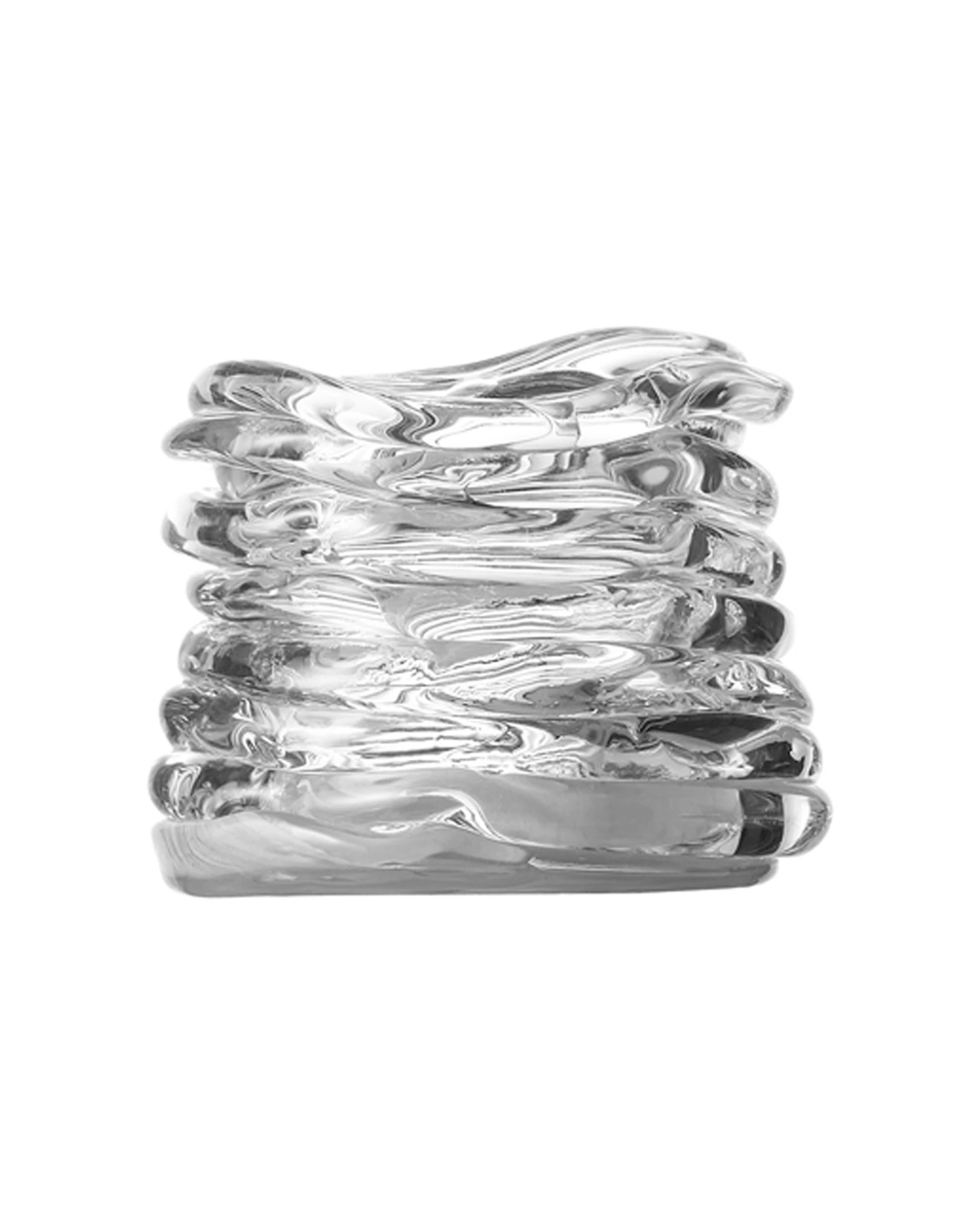 1 Ecology Curlicue Textured Raised Glass Candle Holder 8cm - White, 1 of 1