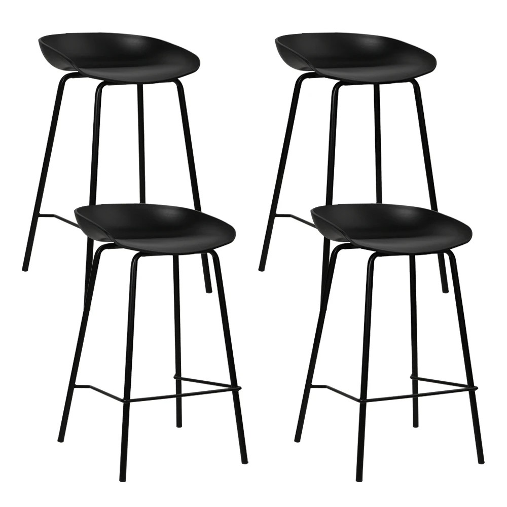 1 Artiss 4x Bar Stools Kitchen Counter Stools Metal - Black, 1 of 5