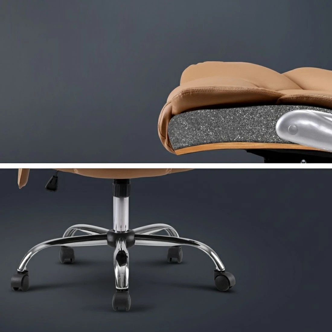 5 Artiss 8 Point Massage Office Chair PU Leather - Brown, 5 of 5