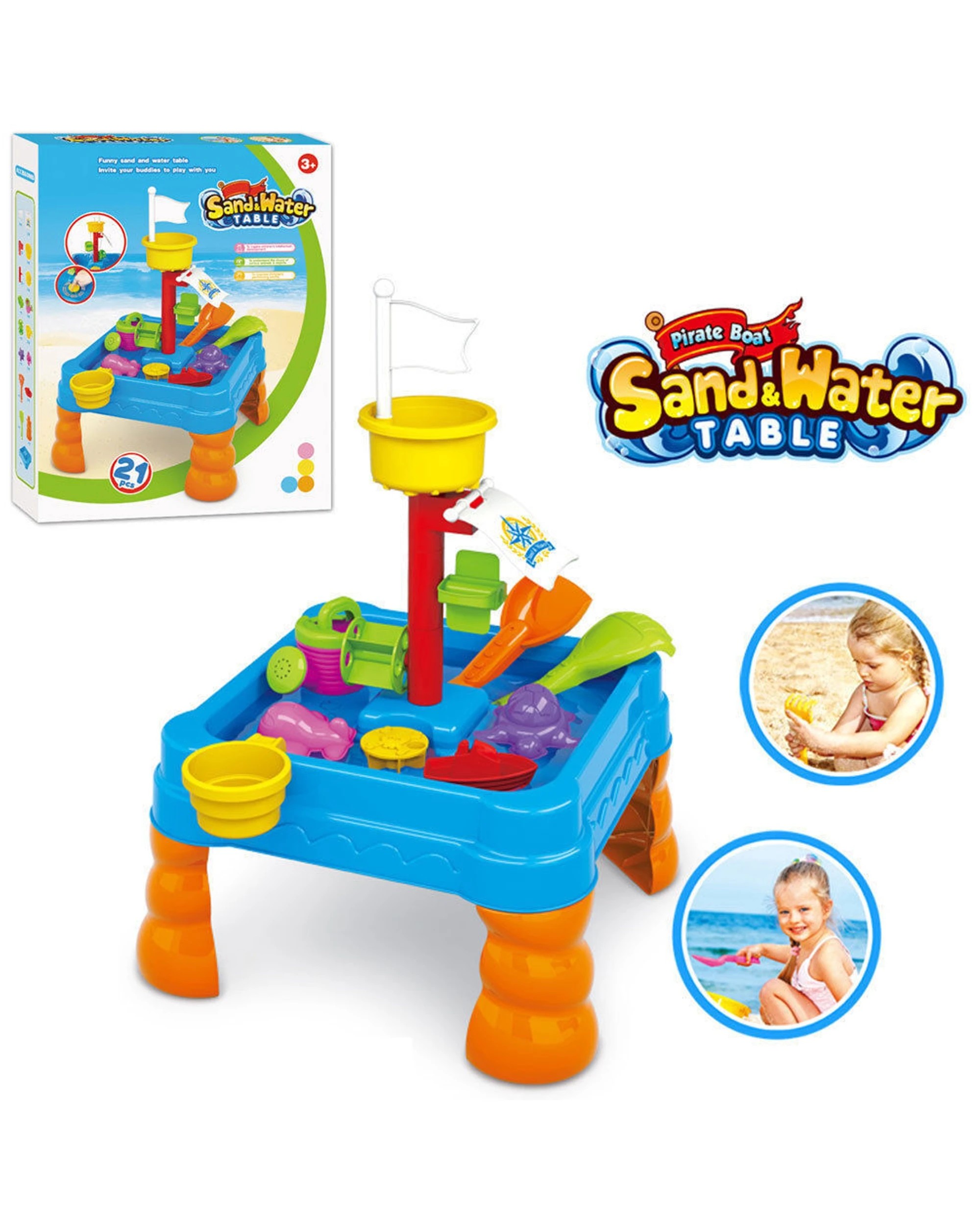 3 Lenoxx 58cm Kids Sand Water Play Table 21pc Outdoor Sandpit Toys Set Outdoors - Multi, 3 of 3