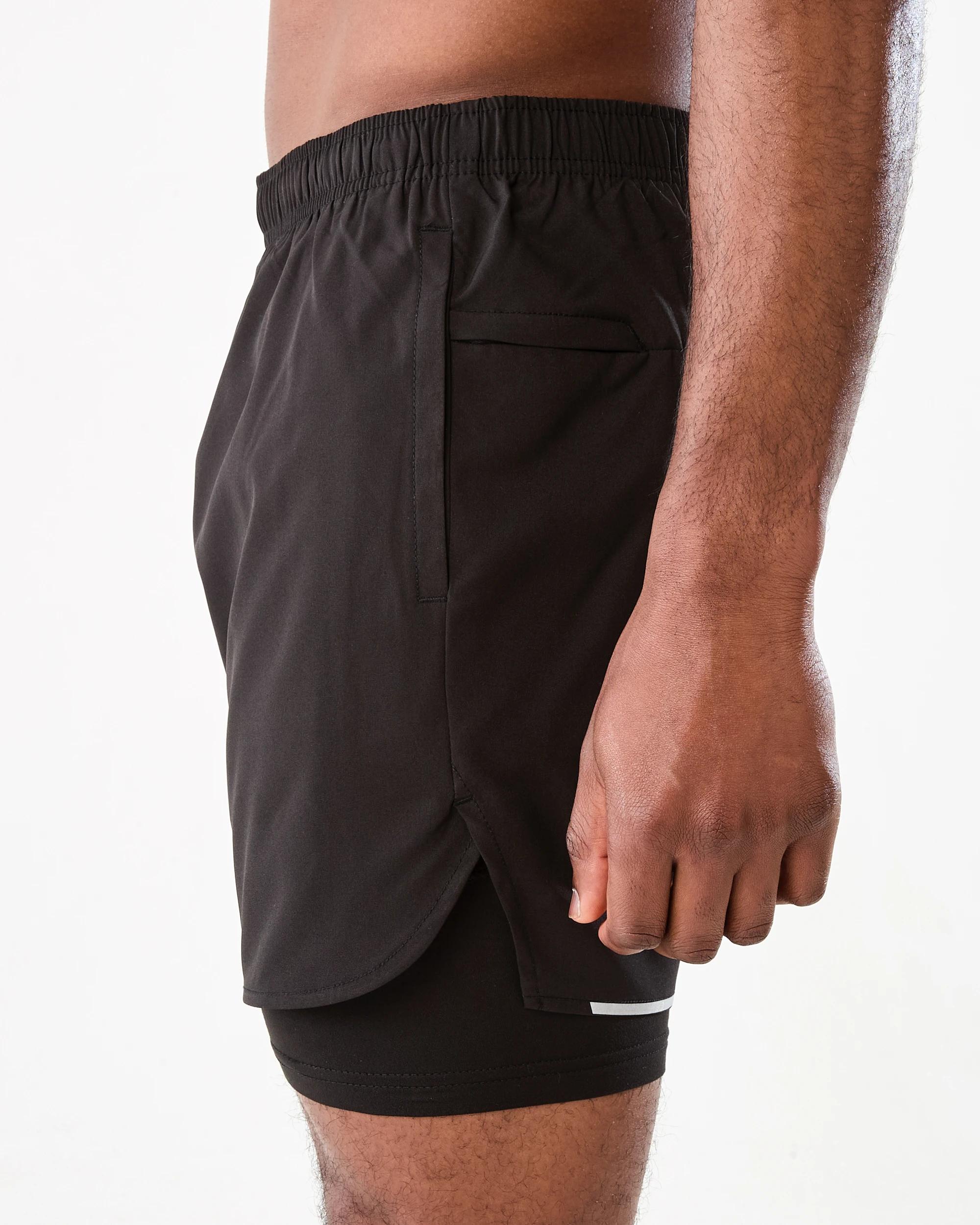 2 Active Mens Dual Layer Shorts BLACK, 2 of 7