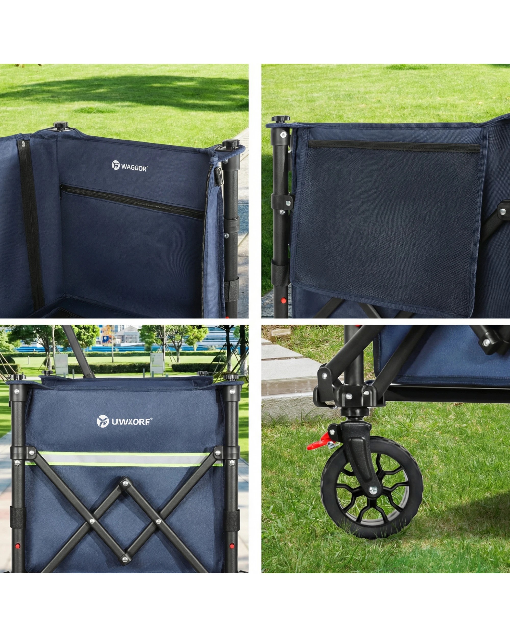 6 Wallaroo Collapsible 120L Camping Trolley Steel Frame Storage Gardening Picnic Cart - Blue, 6 of 8