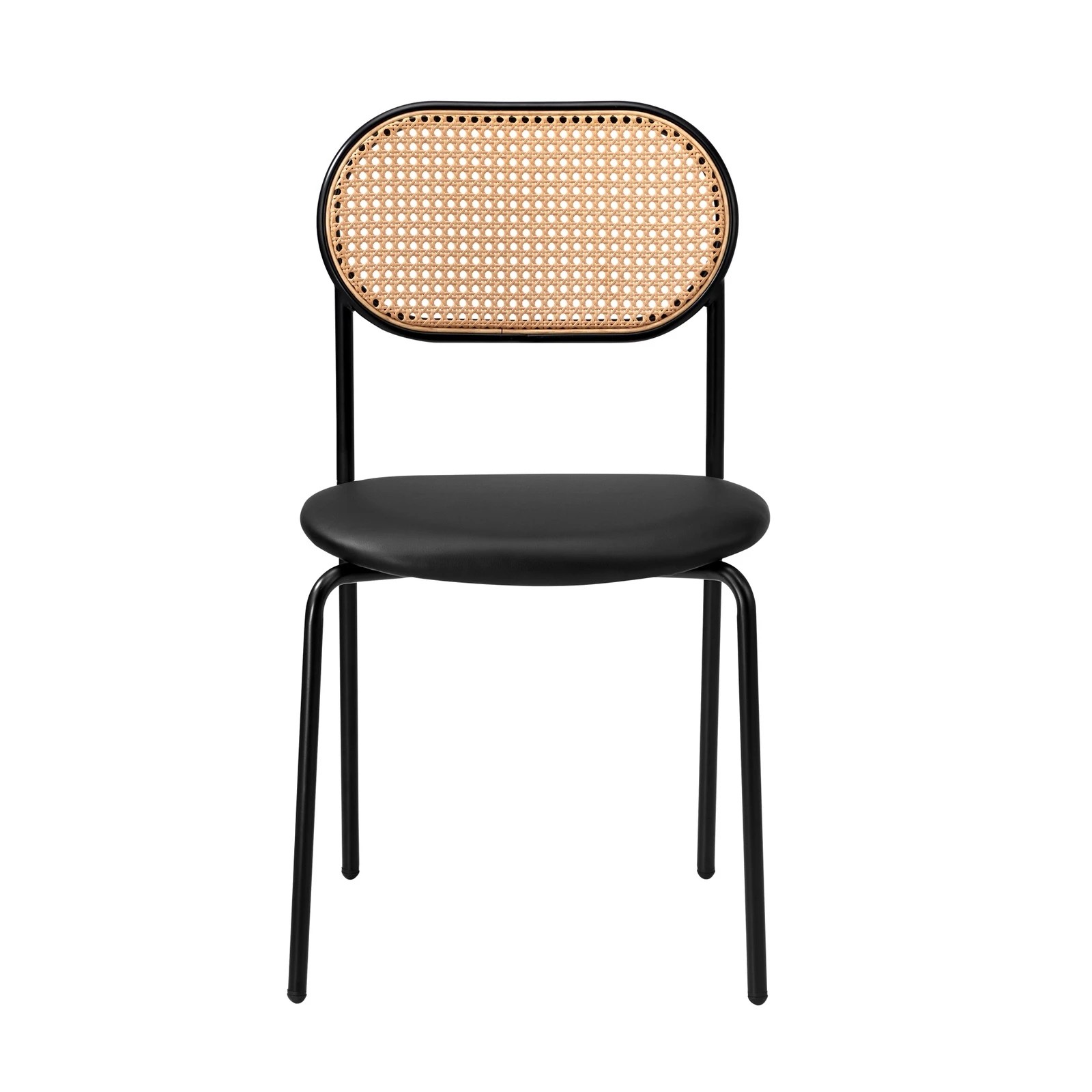 5 Oikiture 4PCS Dining Chair Accent Chairs Rattan Furniture PU Leather - Black, 5 of 9