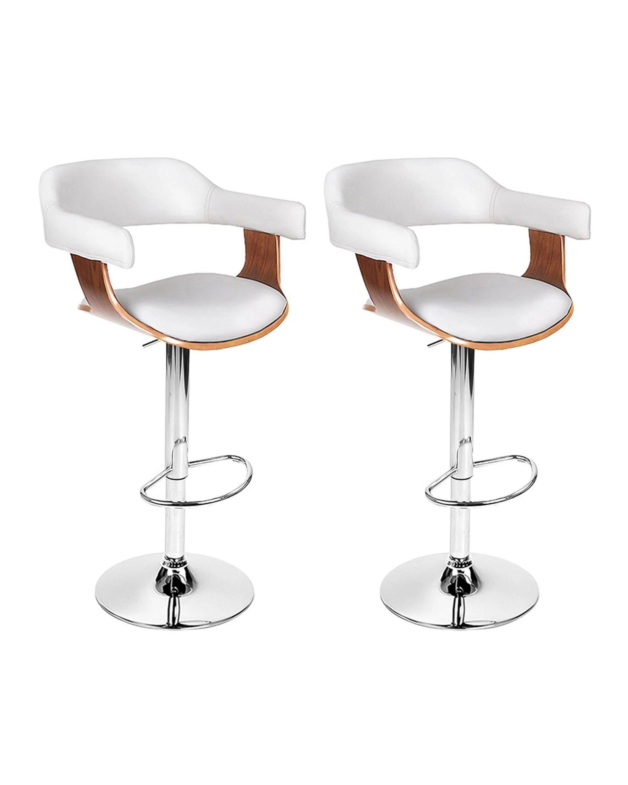 1 Artiss 2x Bar Stools Gas Lift Leather W/armrest
 - White, 1 of 3