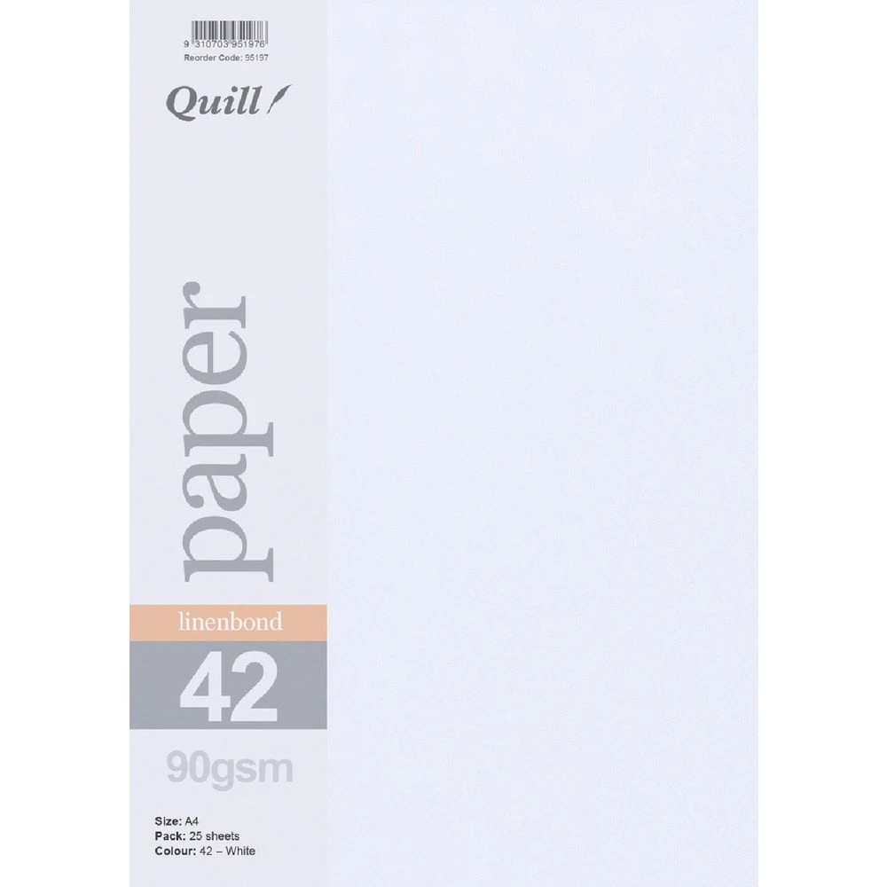 1 Quill A4 Linen Bond Paper White 25 Pack, 1 of 1