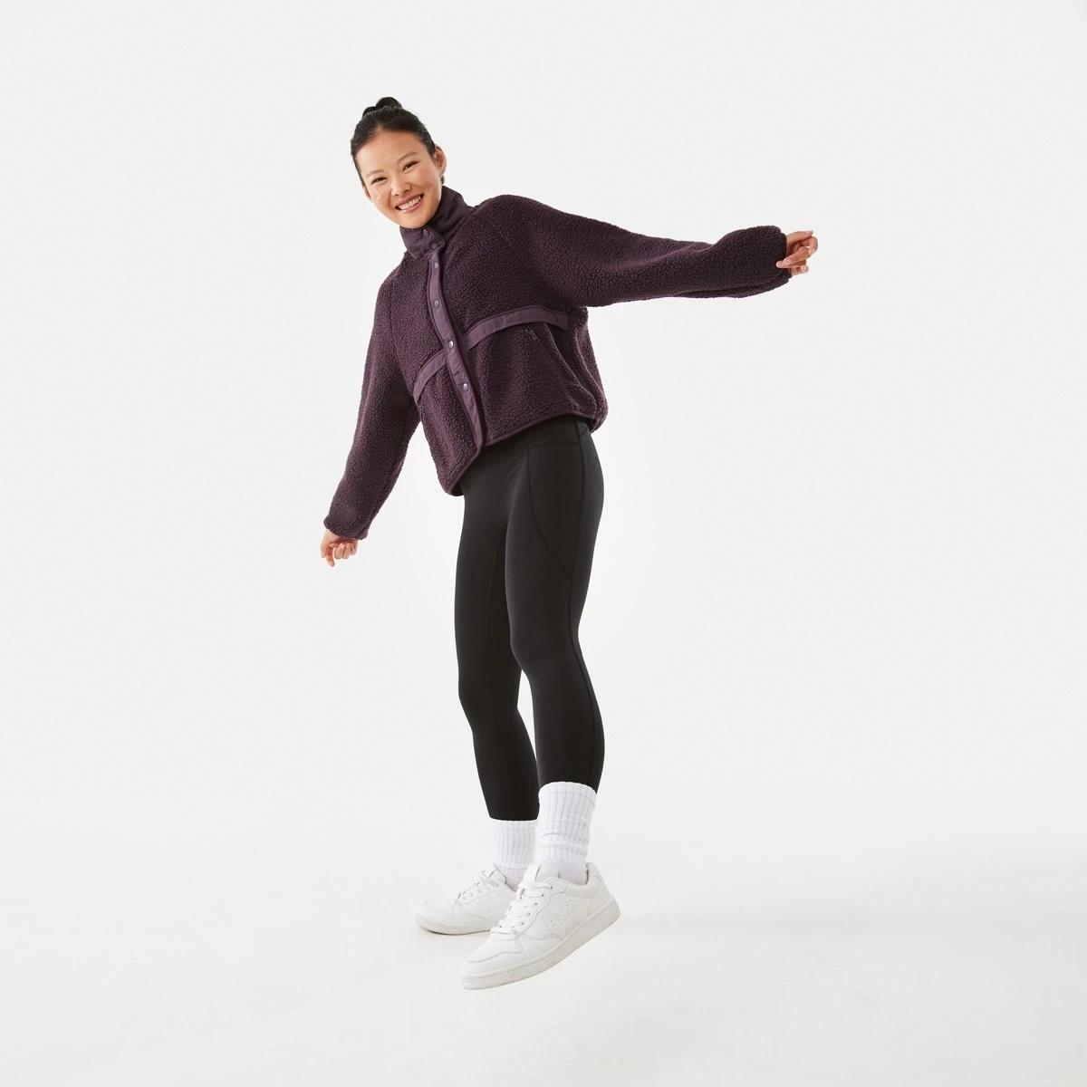 4 Active Womens Sherpa Patch Jacket Pur Raisin, 4 of 8