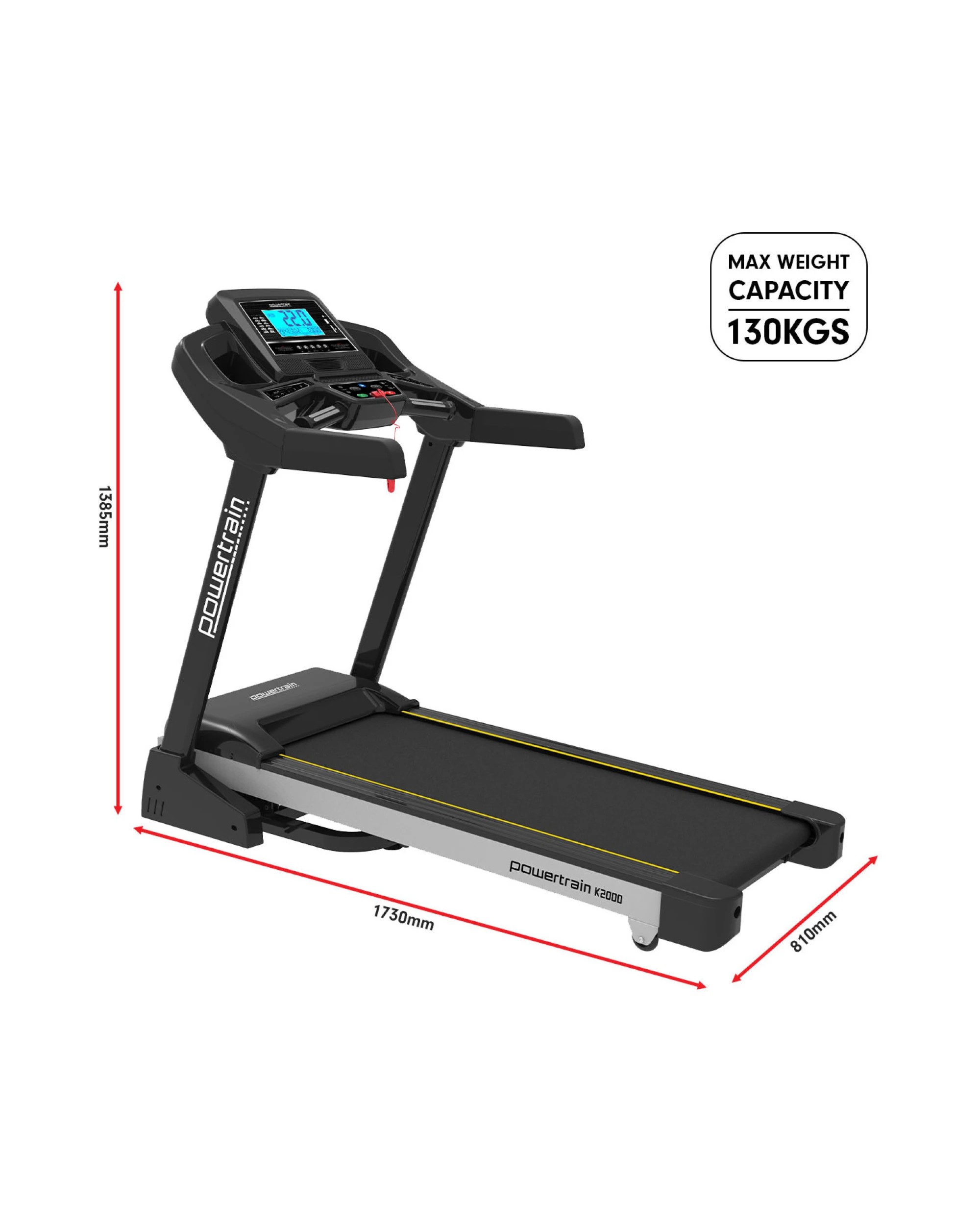 3 Powertrain K2000 Treadmill 22kph Electric Exercise Home Gym Cardio Running Fitness, 3 of 10