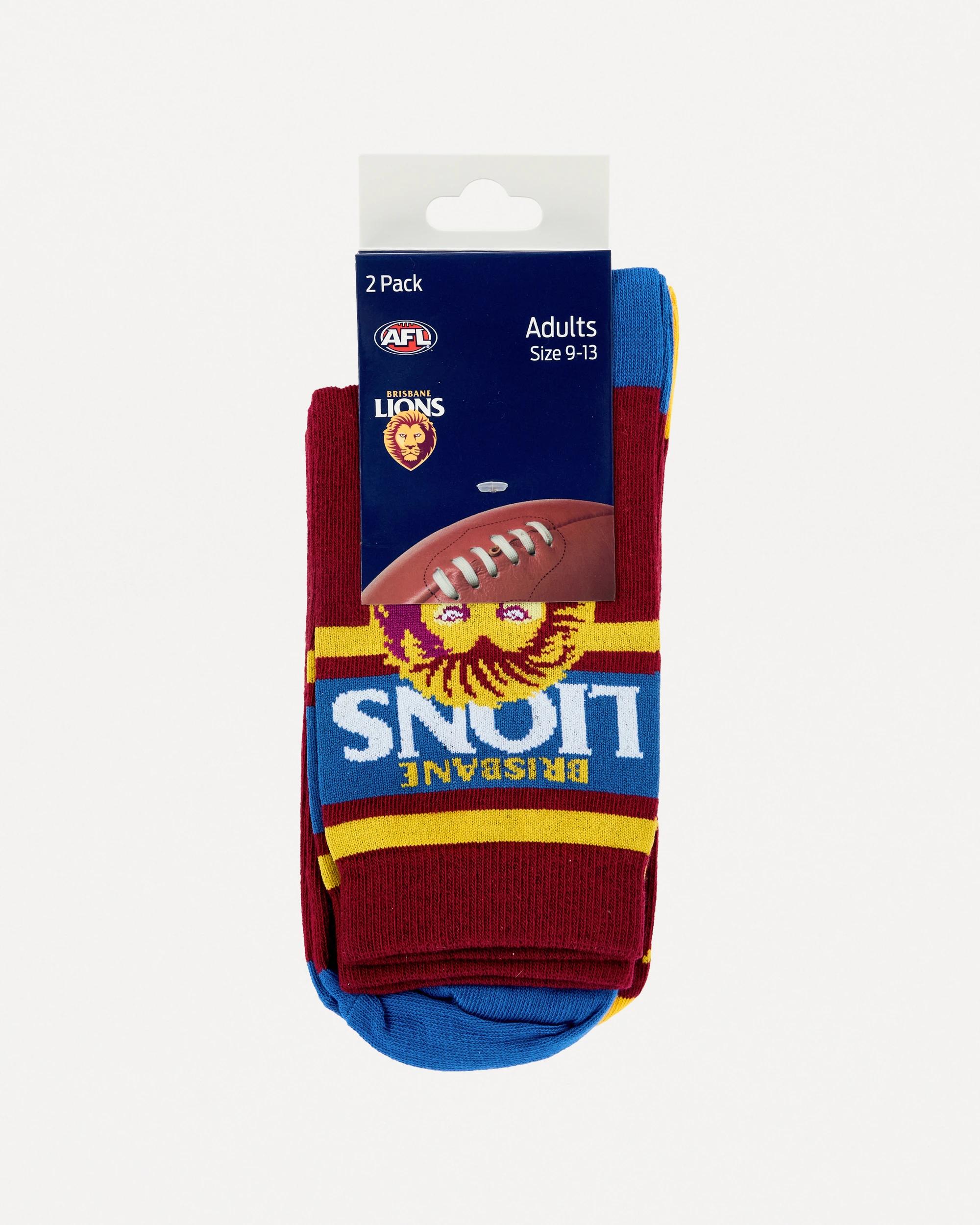4 2 Pack Official AFL Adult Sock Set LIONS, 4 of 4