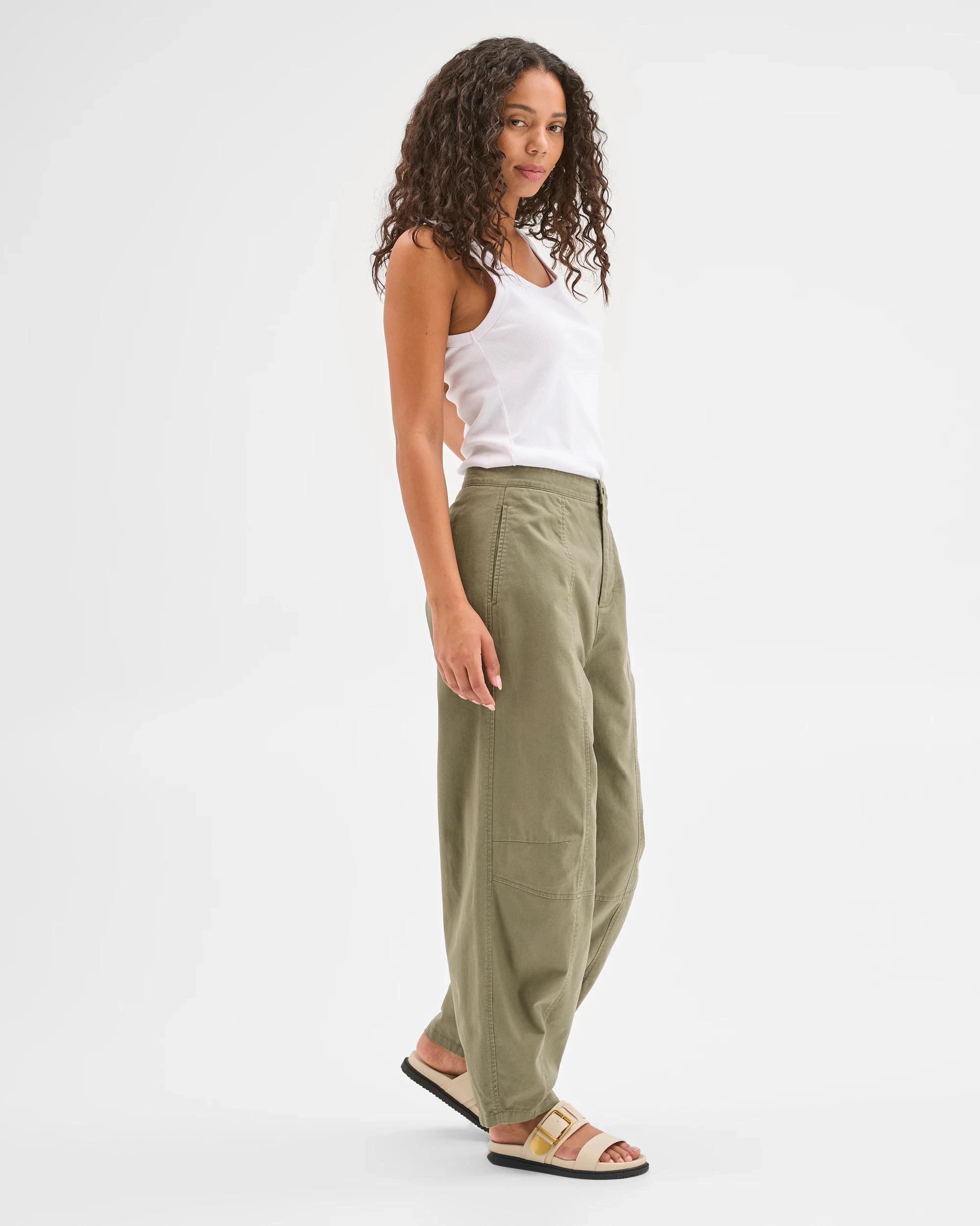 3 Target Australian Cotton Blend Soft Barrel Leg Pants DUSTY OLIVE, 3 of 5