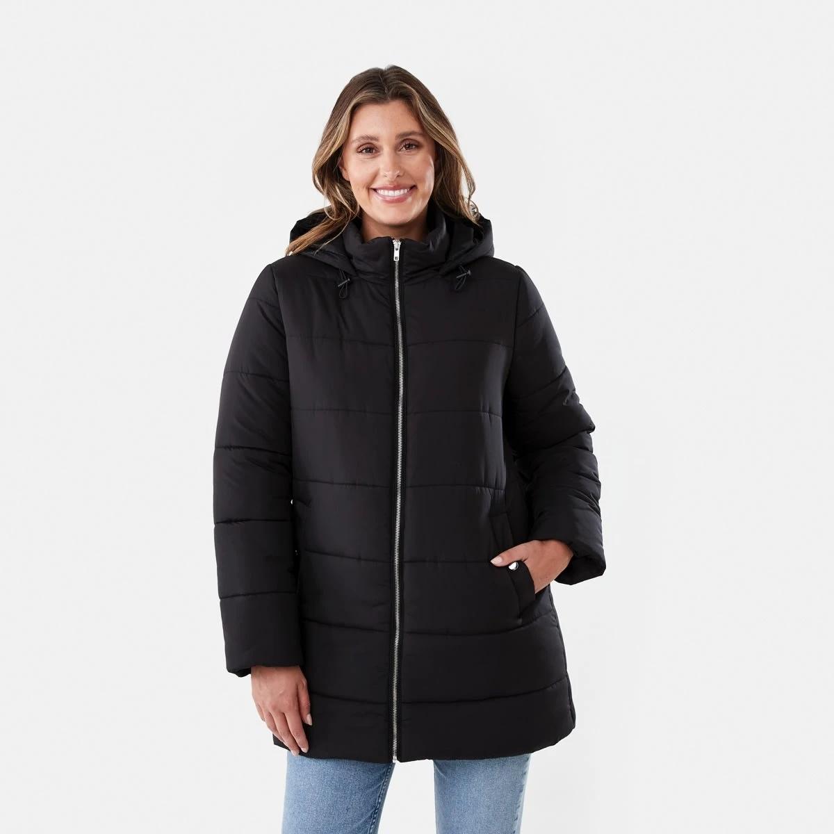 2 Mid Length Puffer Jacket Black, 2 of 7