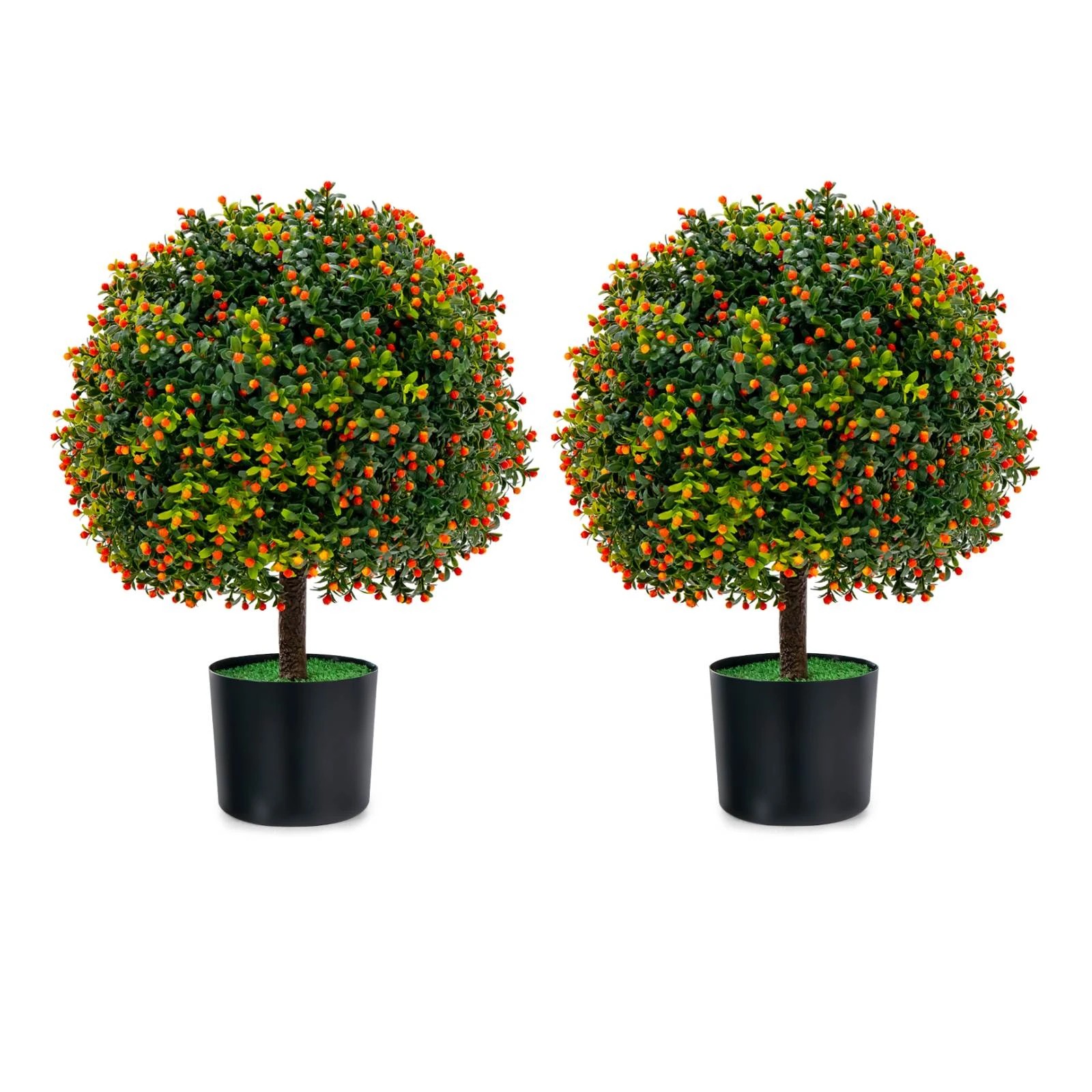 1 Costway 2x 55cm Artificial Boxwood Topiary Ball Tree Faux Bushes Decorative Plants, 1 of 1