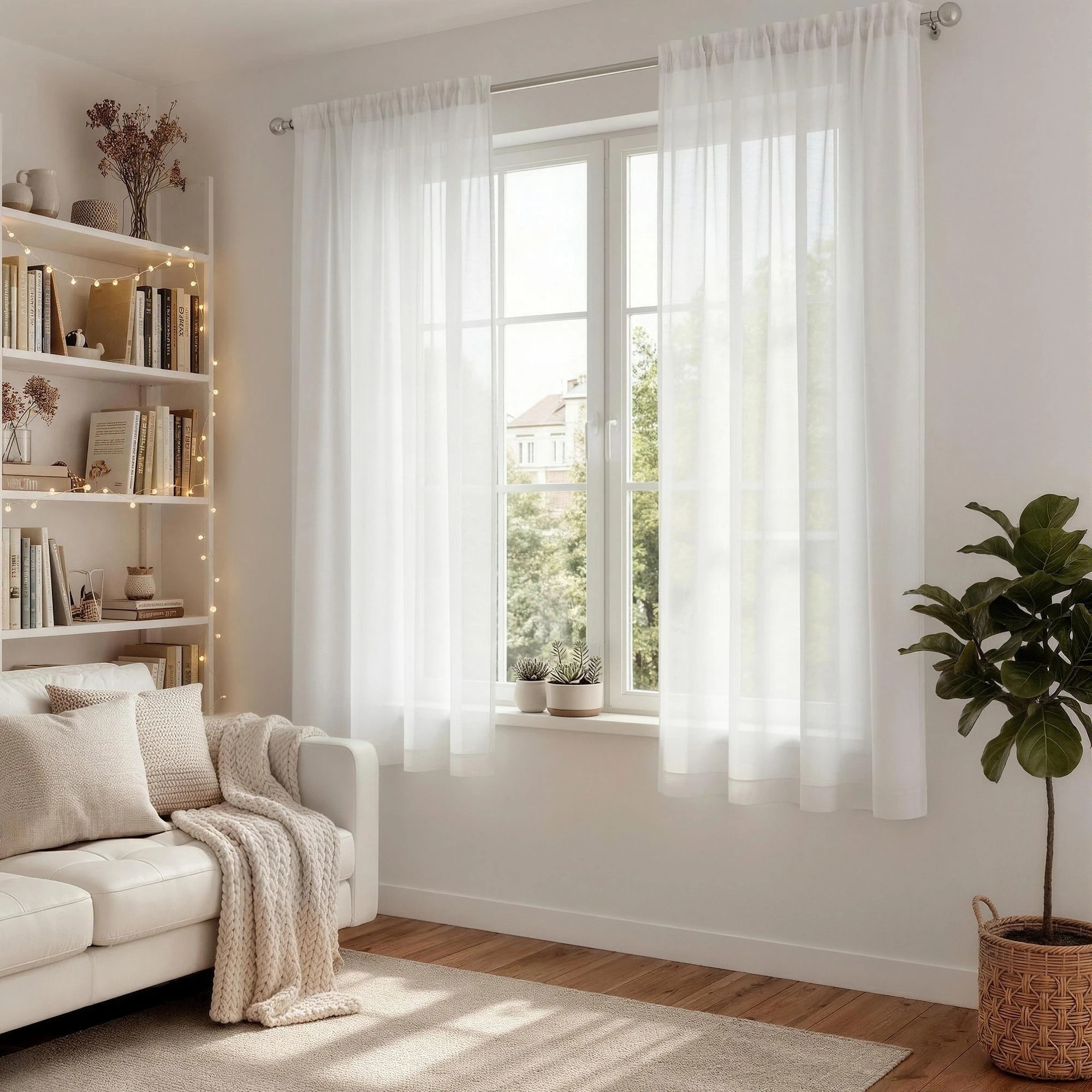 4 Artiss Blockout Curtains 2X 132x160cm Light Filtering Window Drapes Rod - White, 4 of 5