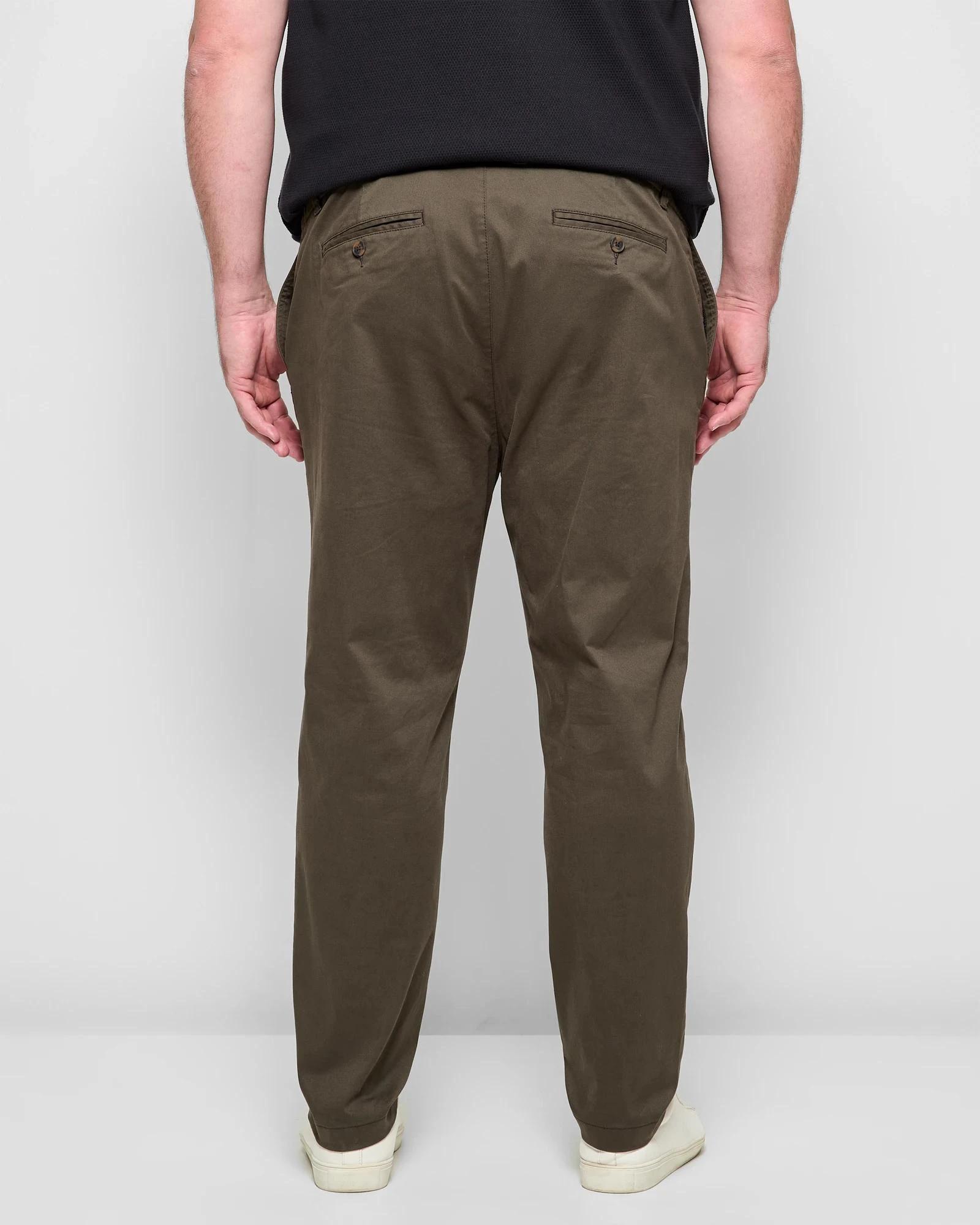 4 Target Man Plus Plus Size Australian Cotton 1/2 Elastic Waist Tapered Chino Pants DARK OLIVE, 4 of 5