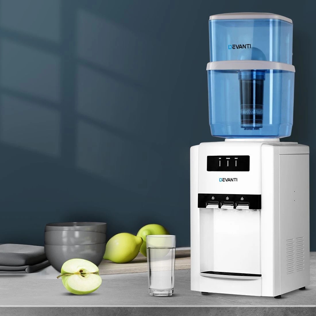 1 Devanti Water Cooler Dispenser Bench Top 22L - White, 1 of 10