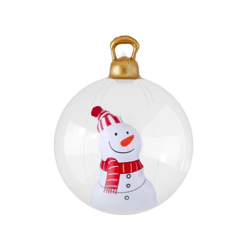 1 Jingle Jollys Christmas Inflatable Ball 60cm Snowman Decoration Giant Bauble Durable Space Saving Modern Decor - White, 1 of 4