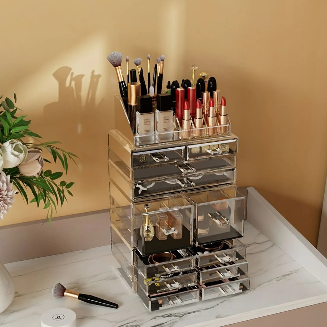 5 Embellir Makeup Organizer Acrylic Cosmetic Organizer Storage Box Jewellery Holder - Natural, 5 of 7