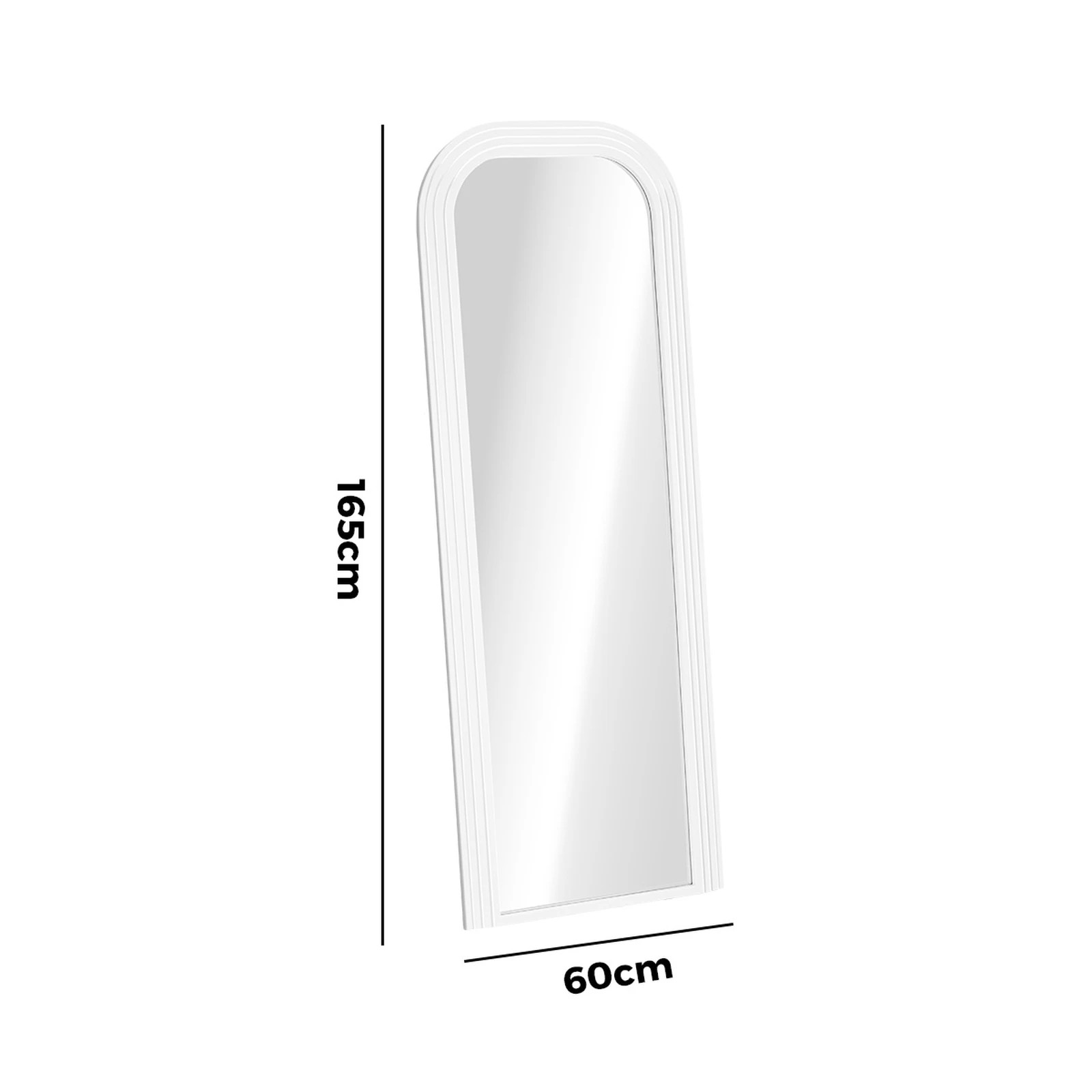 2 Oikiture Full Length Arch Mirror 165x60cm Wood Top Rounded Corner Bedroom - White, 2 of 10