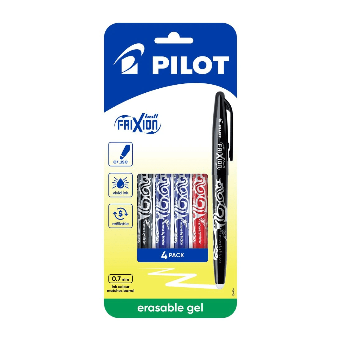1 PILOT FriXion Ball Erasable Gel Pen 0.7mm Assorted 4 Pack, 1 of 9