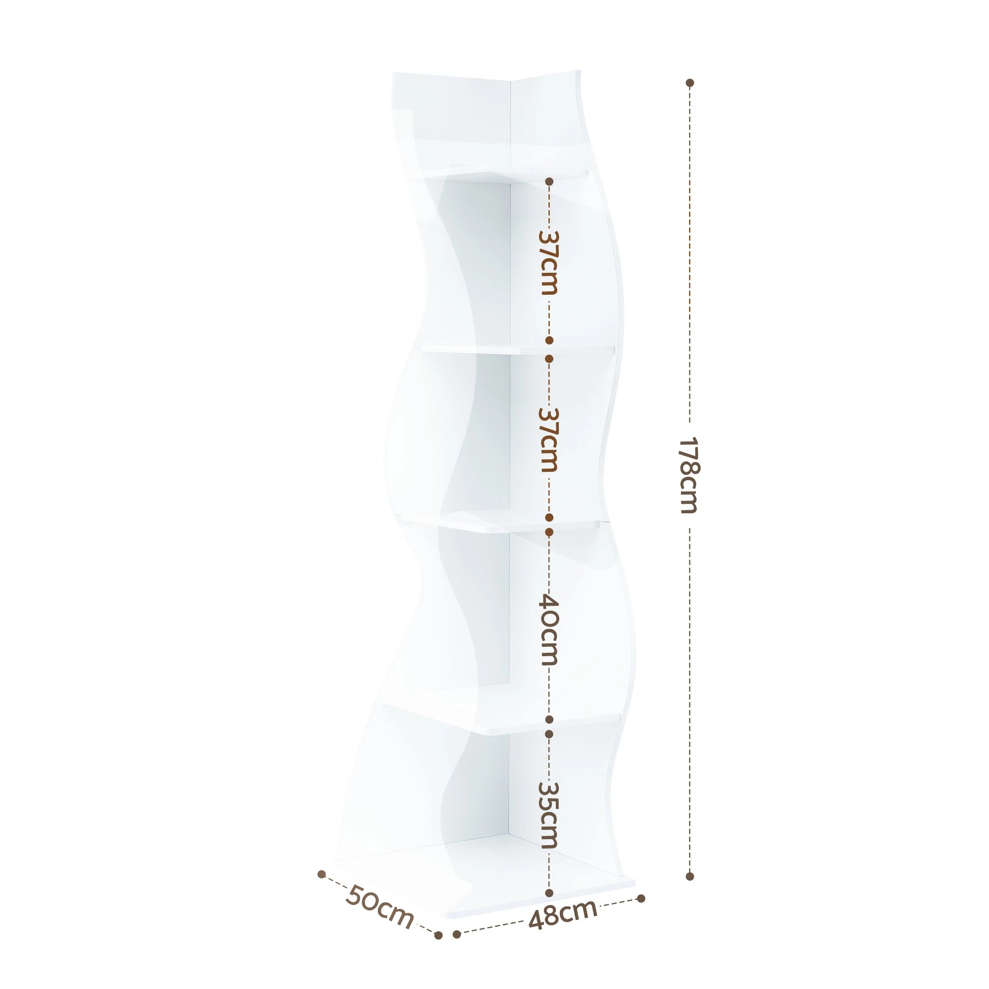 3 Artiss 5-Tier Bookshelf Corner Shelf S-shaped Storage Rack - White, 3 of 8