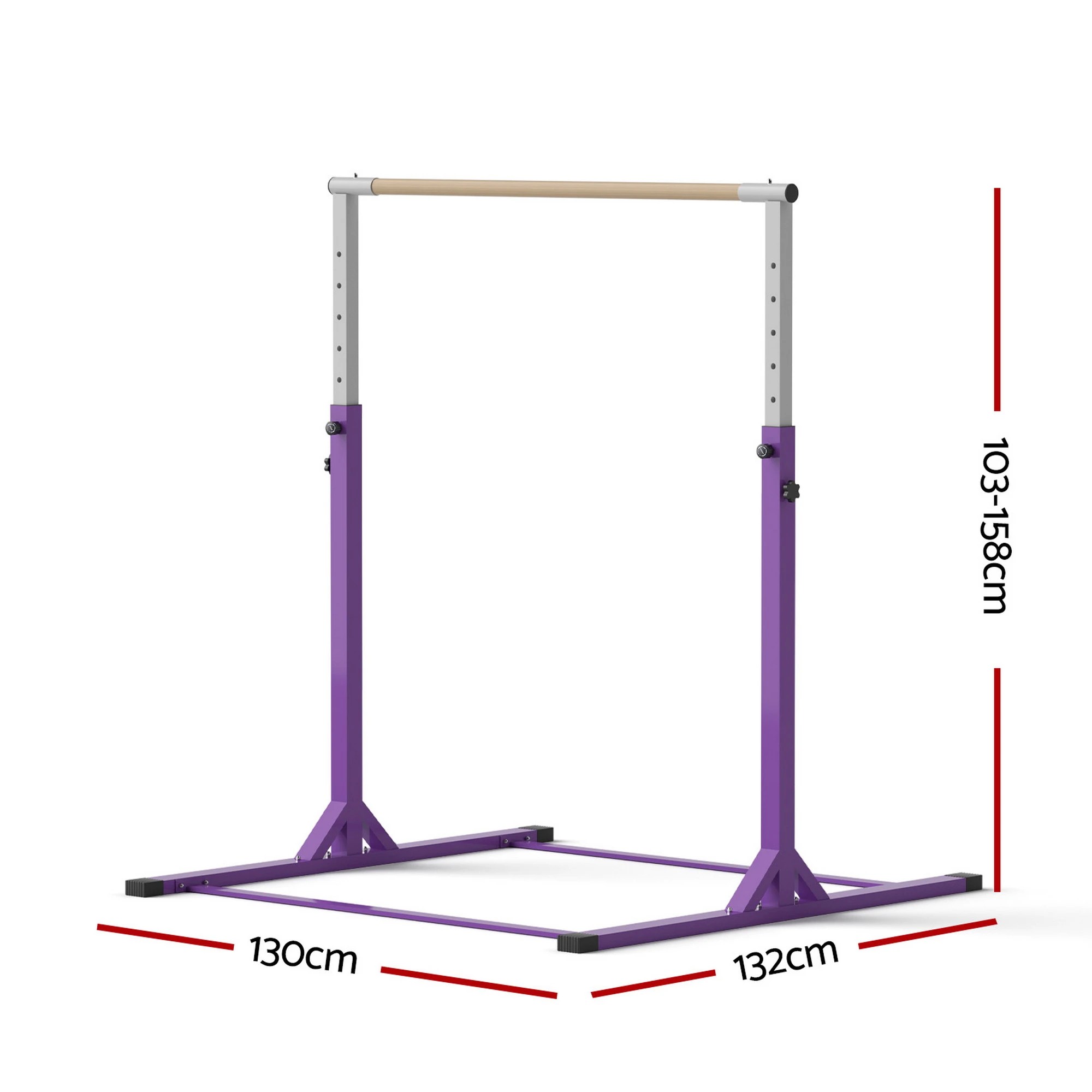 2 Everfit Kids Gymnastics Bar Pull Up Station Monkey Bar Adjustable Indoor Garden - Purple, 2 of 8