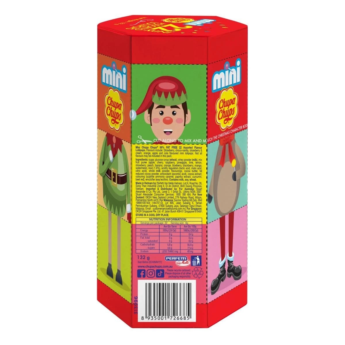 2 Mini Chupa Chups 22 Piece Assorted Lollipop Christmas Tube 132g, 2 of 2