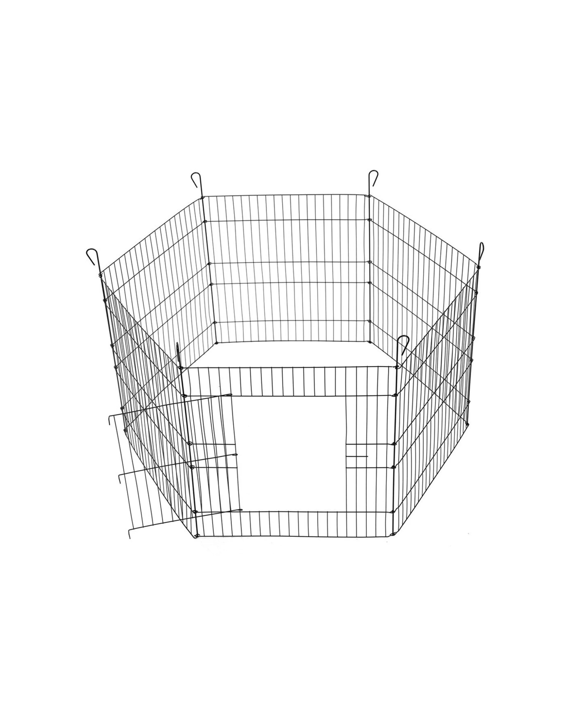 3 Paws And Claws 6 Sided 61cm Metal Pet Play Pen Hexagon Small Pets Black
 - Black, 3 of 4