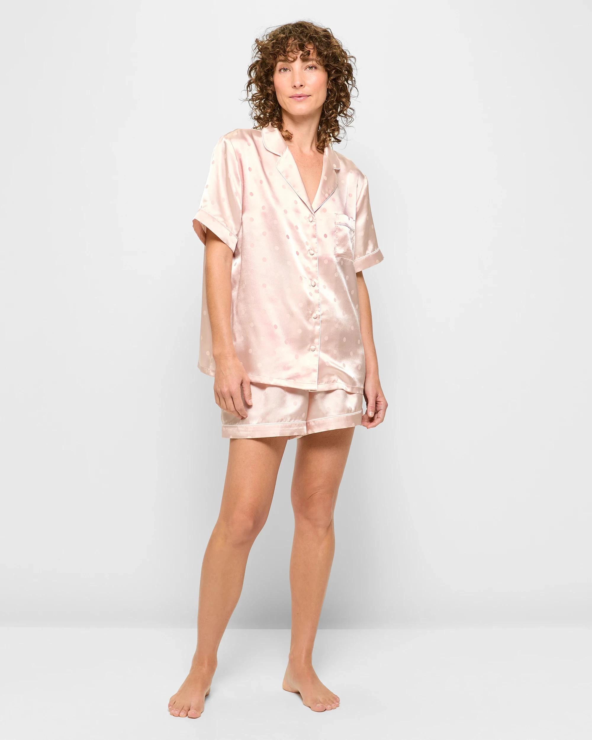 2 Target Short Satin Pyjama Set CHAMPAGNE SPOTS, 2 of 5