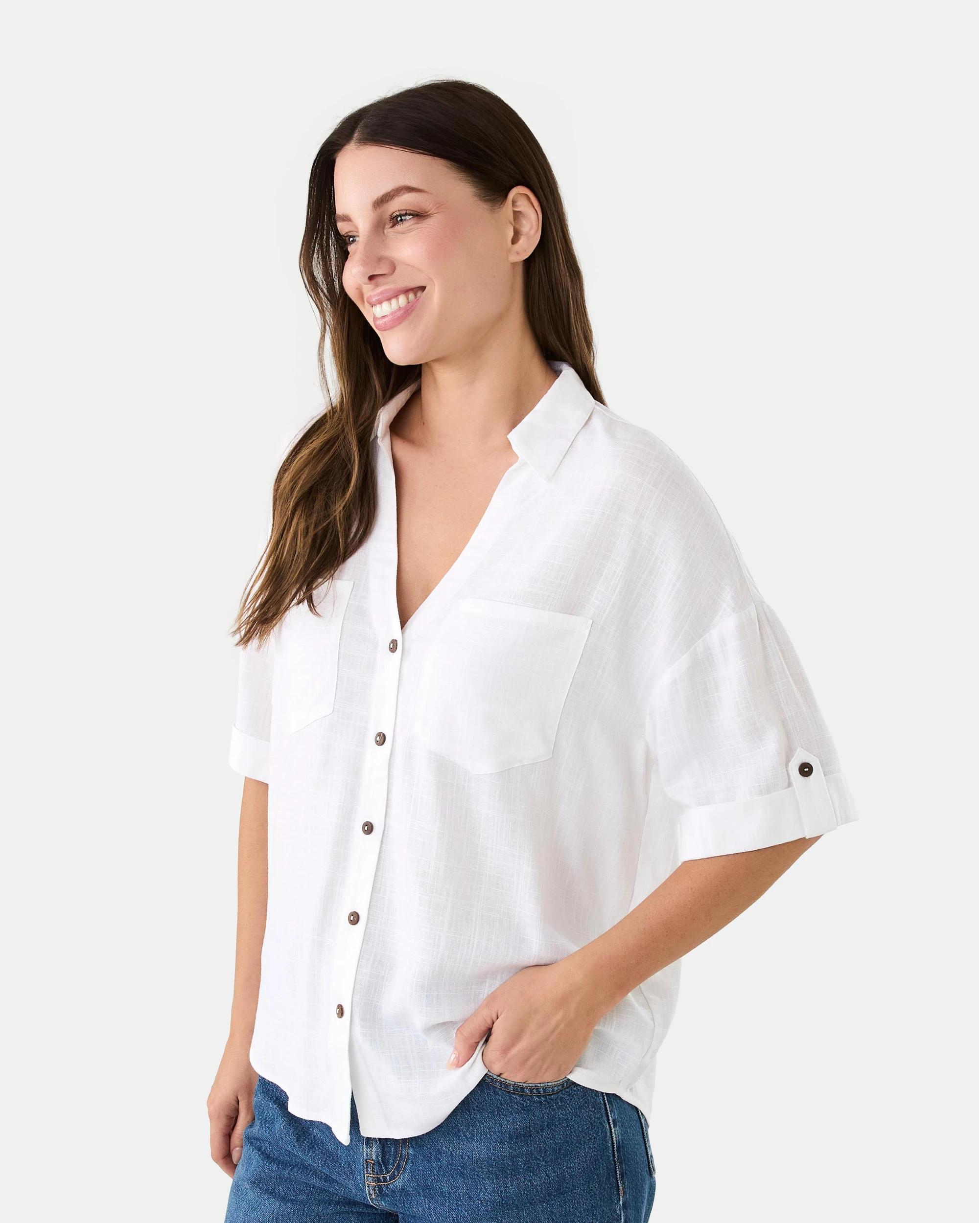 2 Short Rolled Sleeve Tab Shirt White, 2 of 8