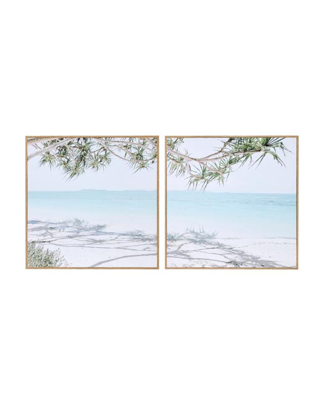 2 Pack Beach Framed Canvas - 40cm x 40cm 