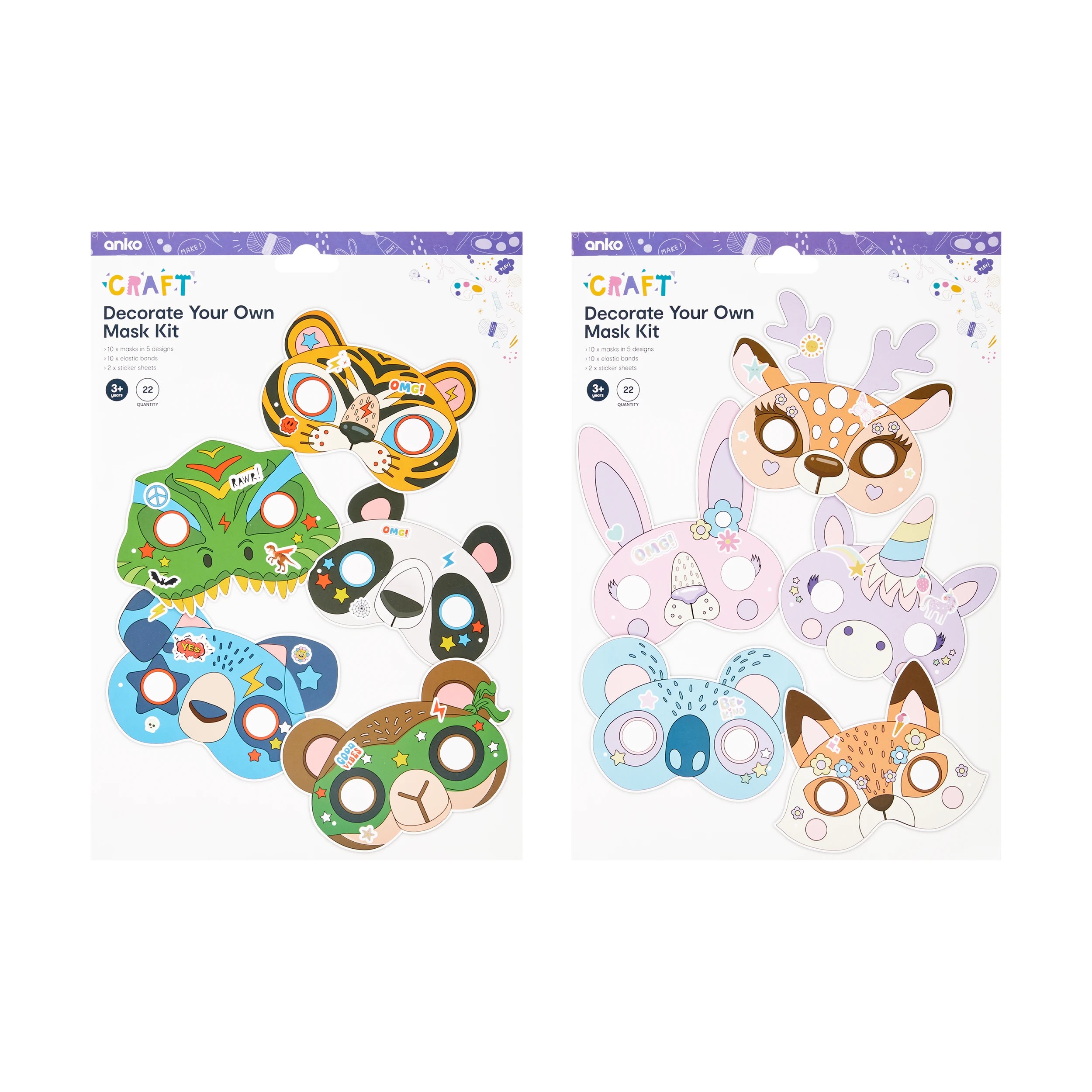 1 22 Piece Decorate Your Own Mask Kit - Assorted, 1 of 4