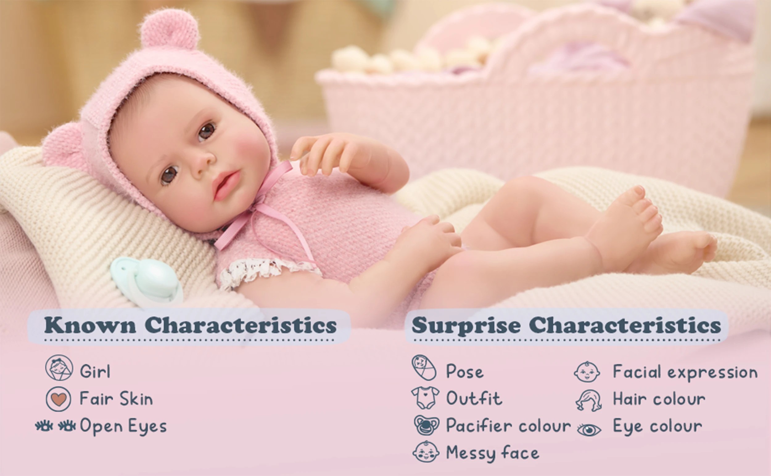 3 BABY born Real Baby Doll Girl , Open Eyes - Assorted - Pink, 3 of 7