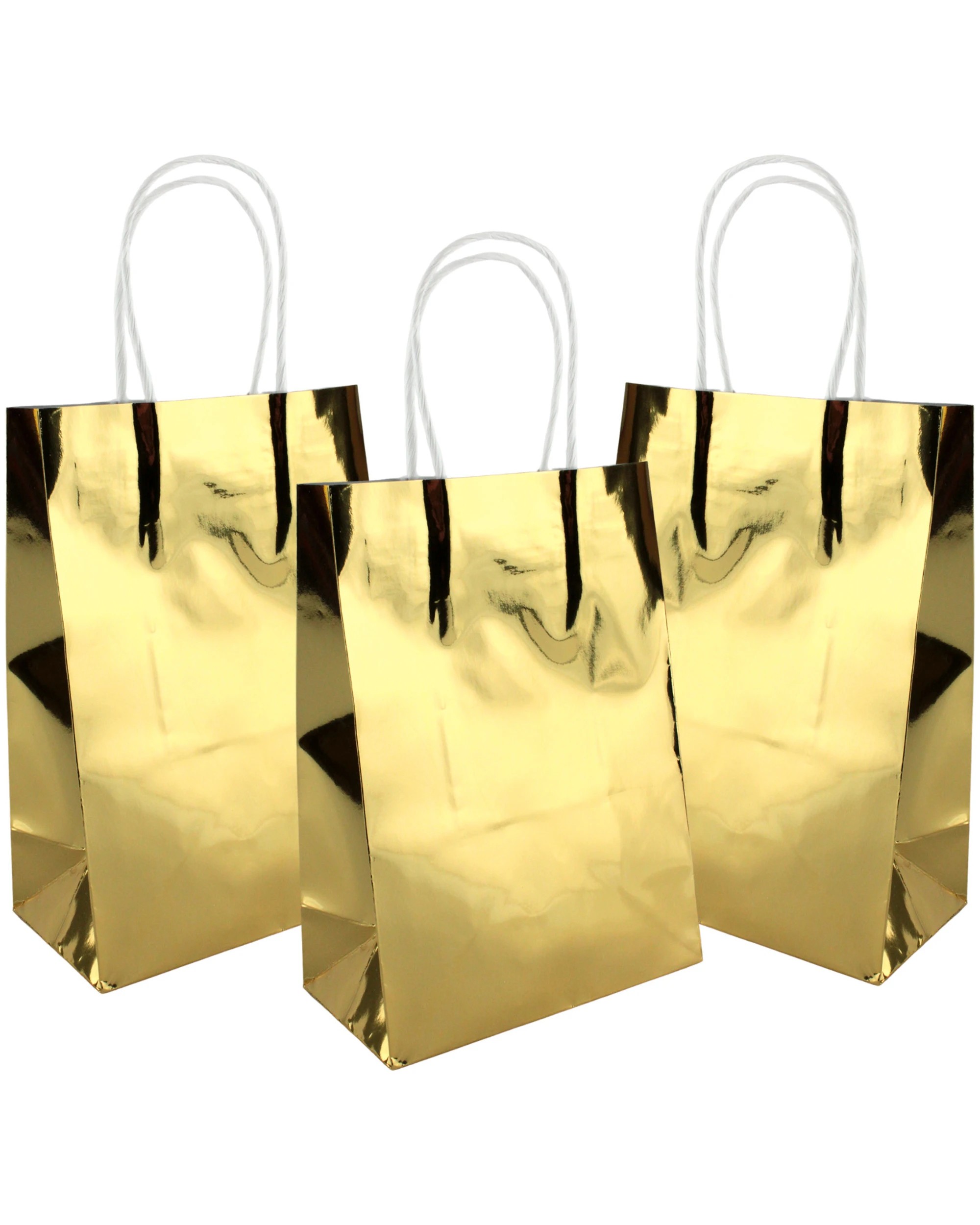 1 Party Maker Metallic Foil Paper Gift Bags Pack of 4 - Gold, 1 of 3