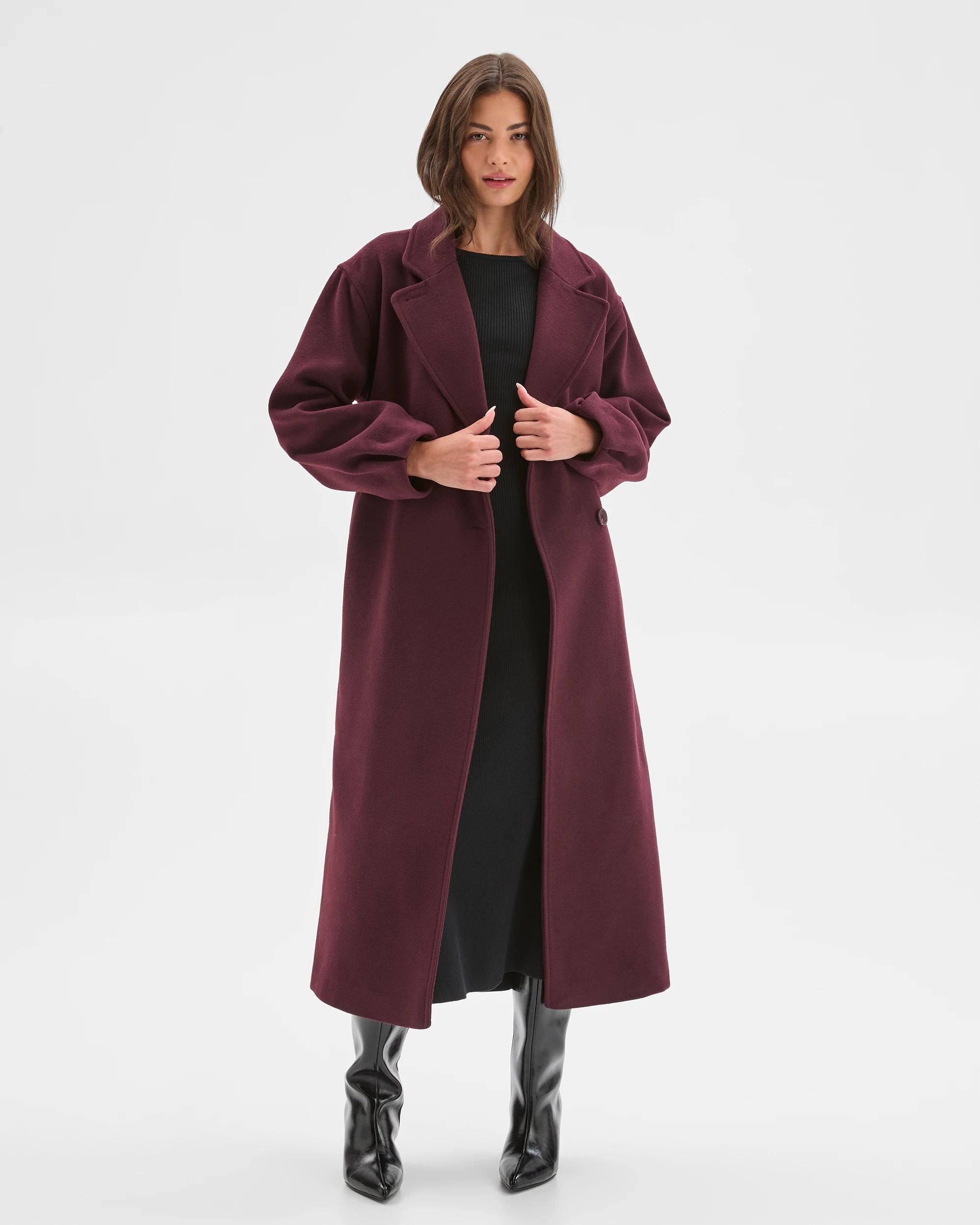 3 Target Petites Petites Long Sleeve Wrap Coat PINOT BURGUNDY, 3 of 8